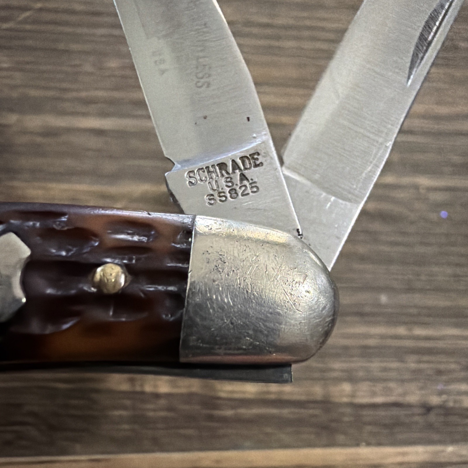 Vintage Schrade SS825 Stockman Pocket Knife 3 Blade Razor Stainless USA