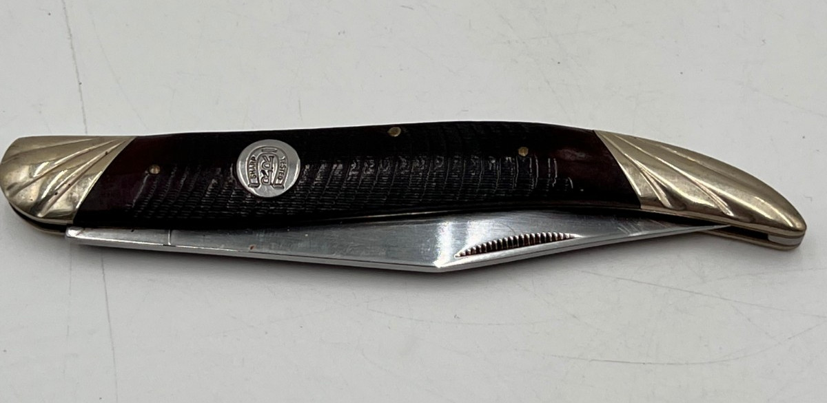 Rough Rider Texas Toothpick Manual Folding Pocket Knife Brown Sawcut Bone