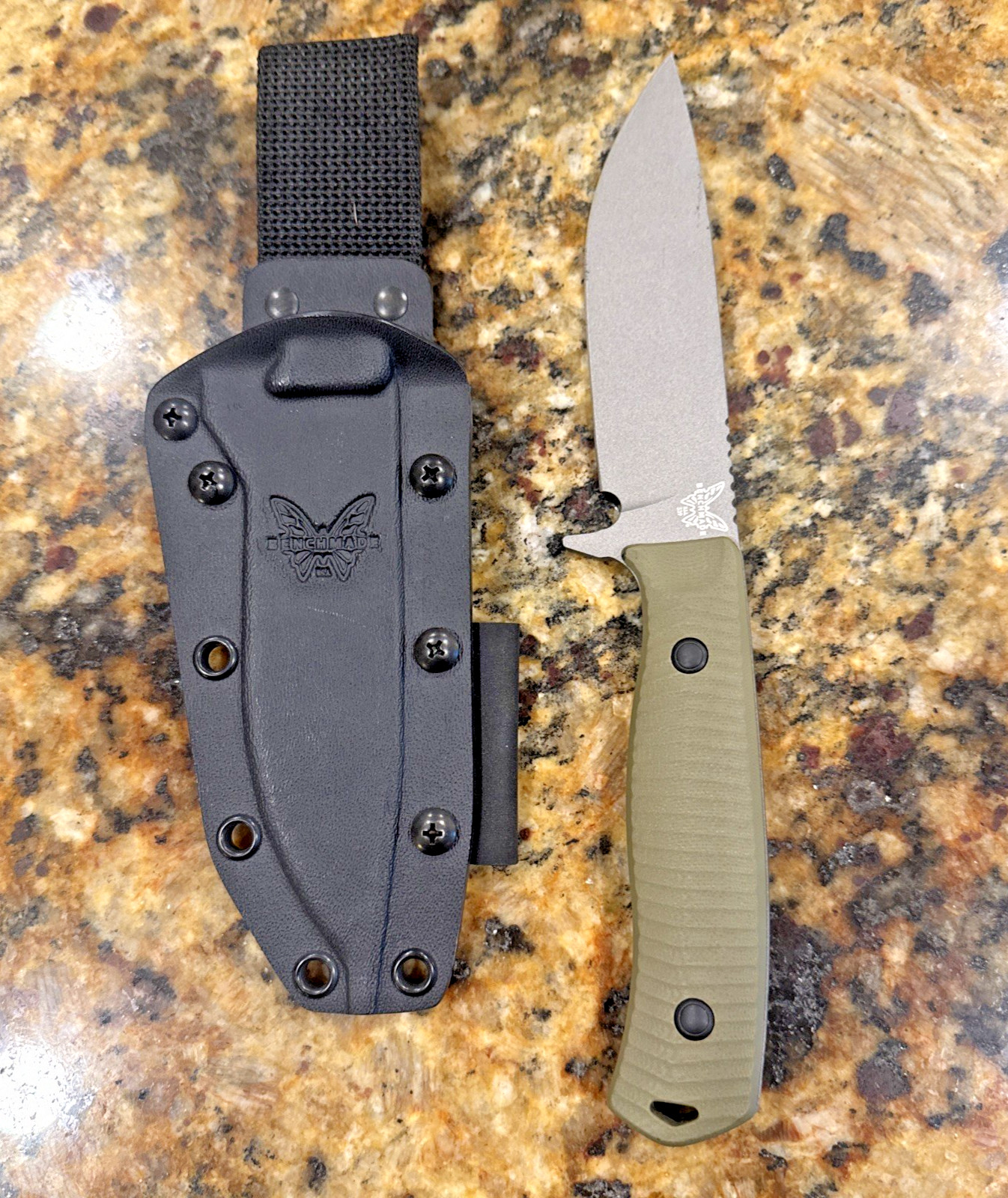 Benchmade Anonimus Fixed Blade Knife OD Green G-10 5″ w/ Sheath