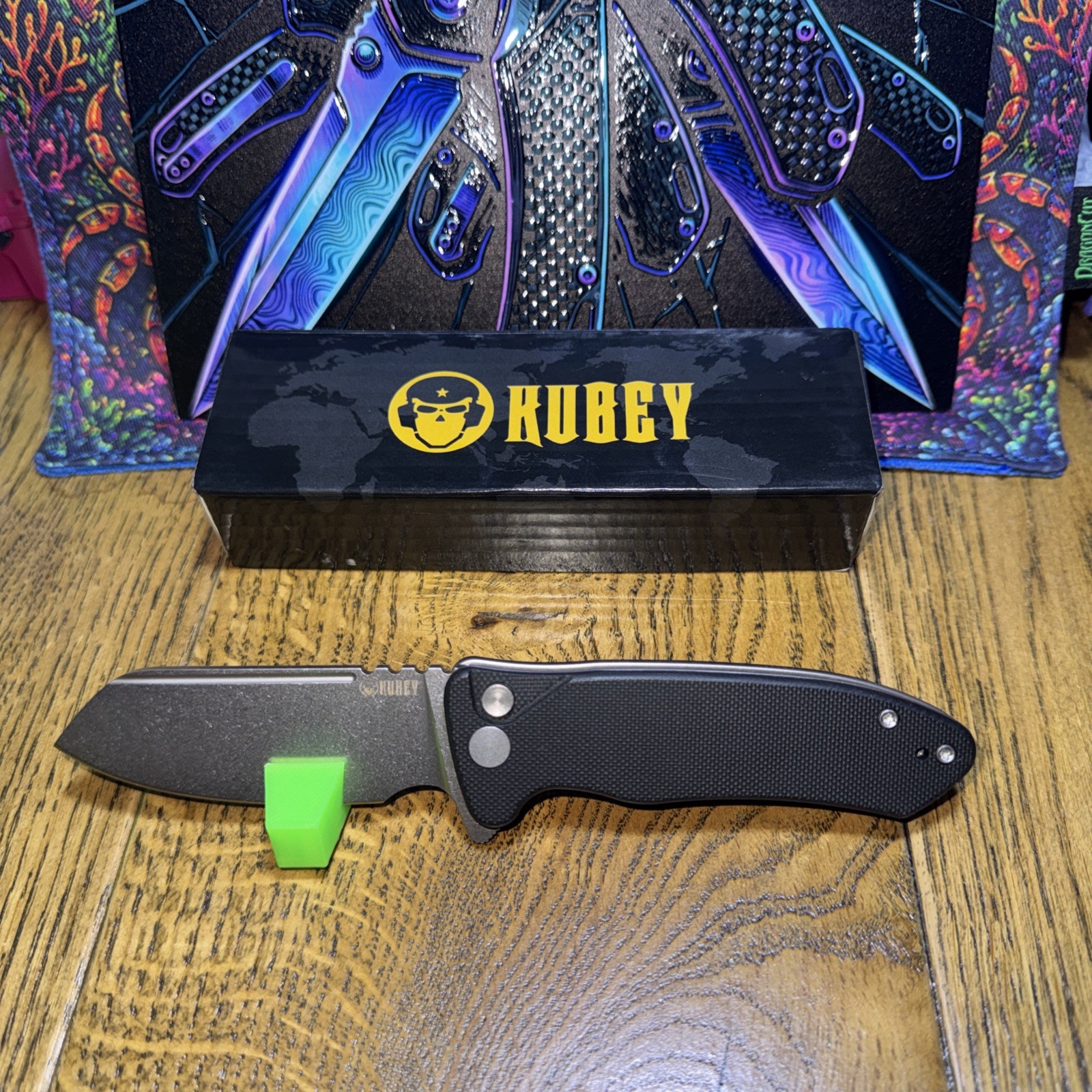 Kubey Creon AUS-10 Bead Blasted Steel Blade. G10 Handle. Back Flip. Button Lock