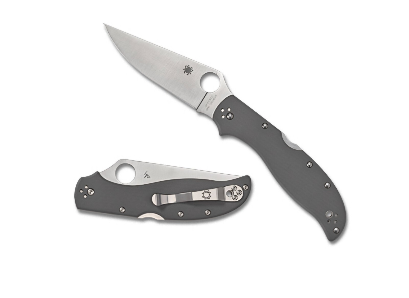 Spyderco Stretch 2 XL Knife C258GPGYCW 3.99″ PlainEdge Cru-Wear Blade Gray G-10