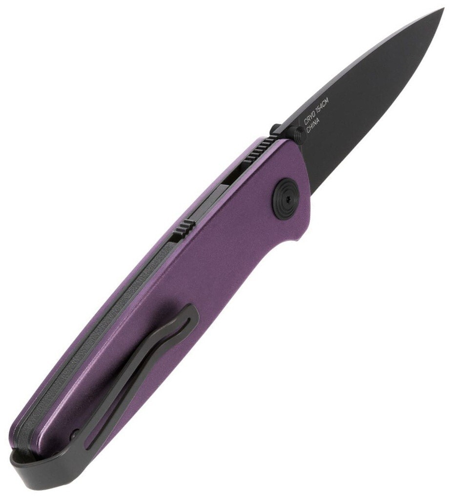 SOG Twitch III Folding Knife 3″ Black 154CM Steel Blade Purple Aluminum Handle
