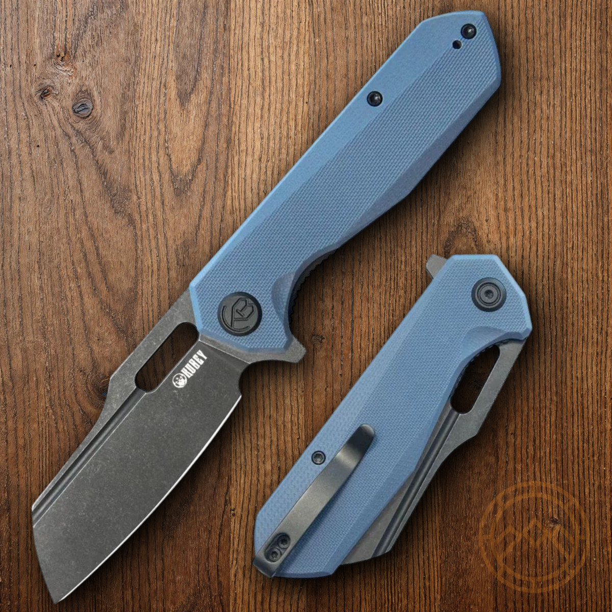 Kubey Atlas Folding Knife 3.38″ 14C28N Sandvik Steel Blade Slate Blue G10 Handle