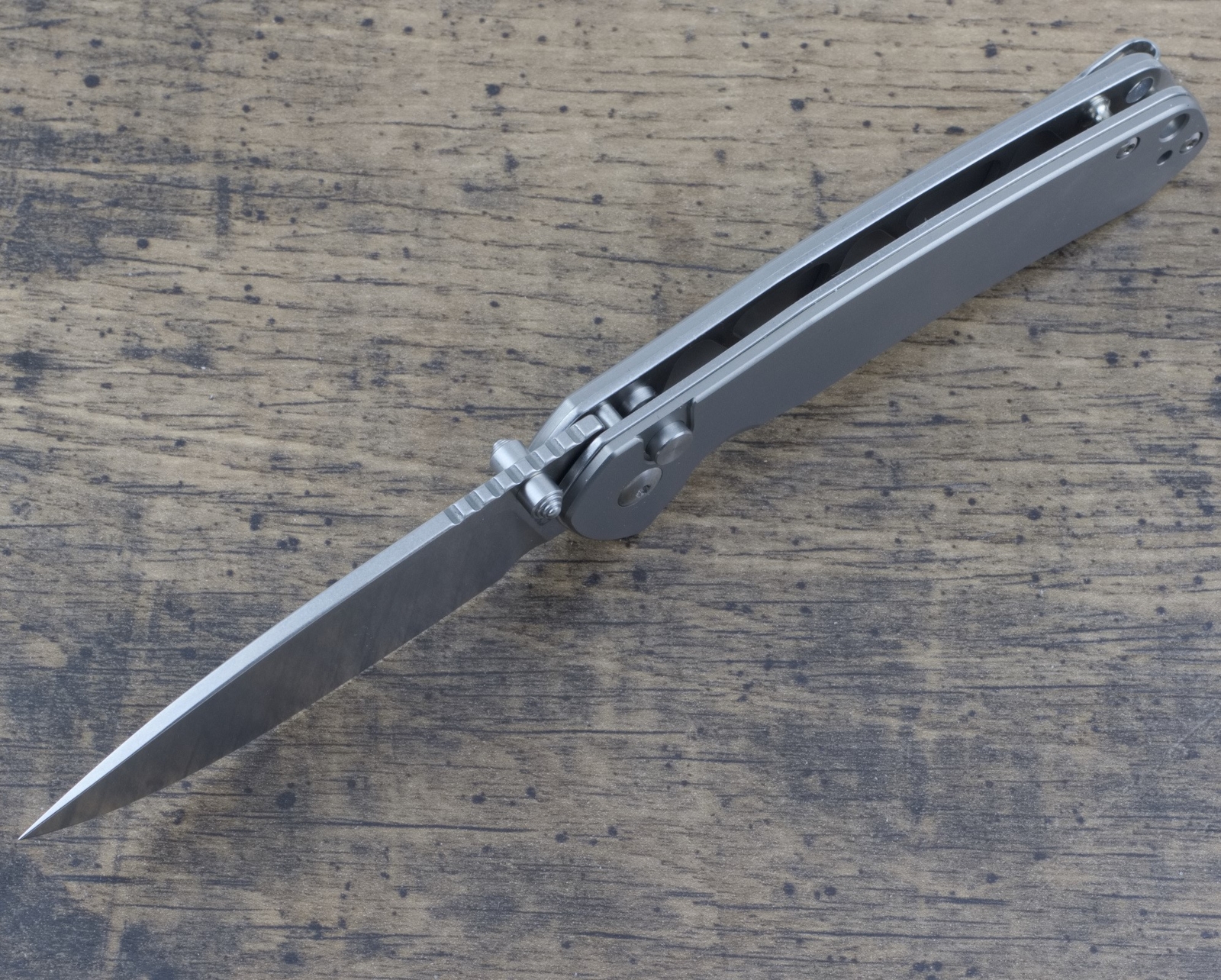 CJRB Pyrite Titanium Handle Folding Knife AR-RPM9 Stainless Blade 4.25″ Closed