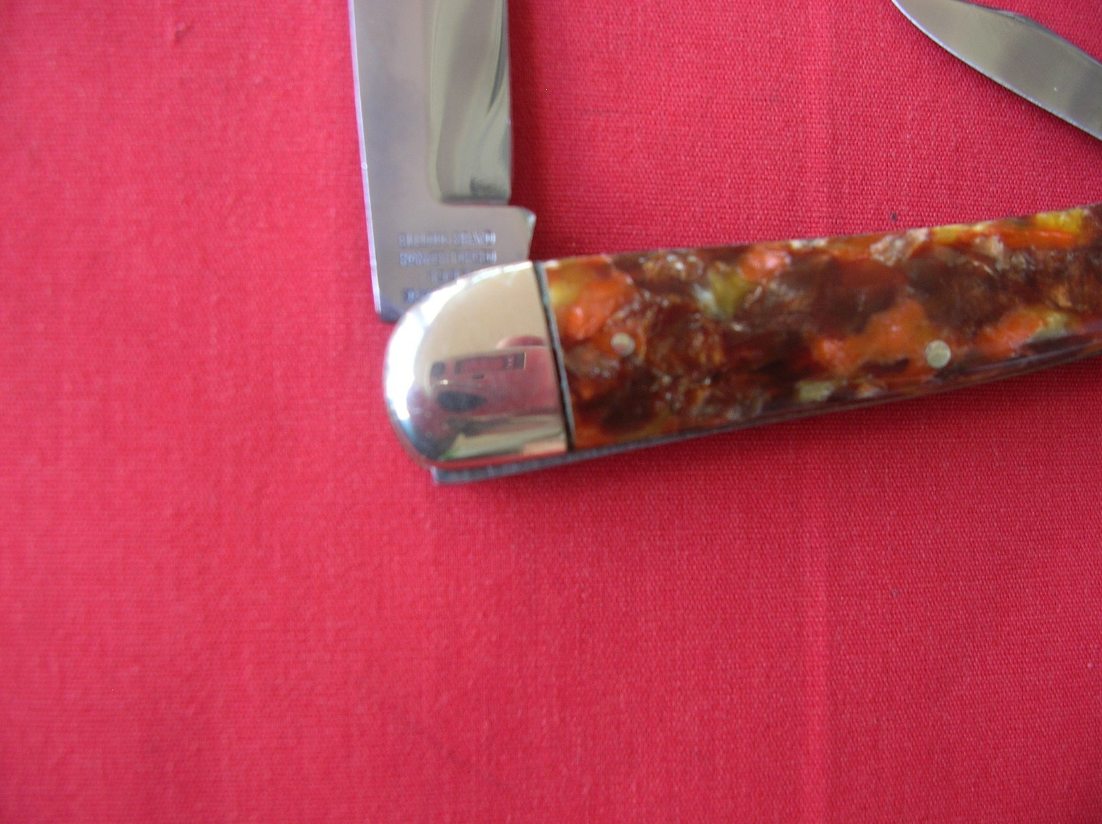 BULLDOG BRAND 3 BLADE WHITTLER CELLULOID HANDLES 1995 KNIFE