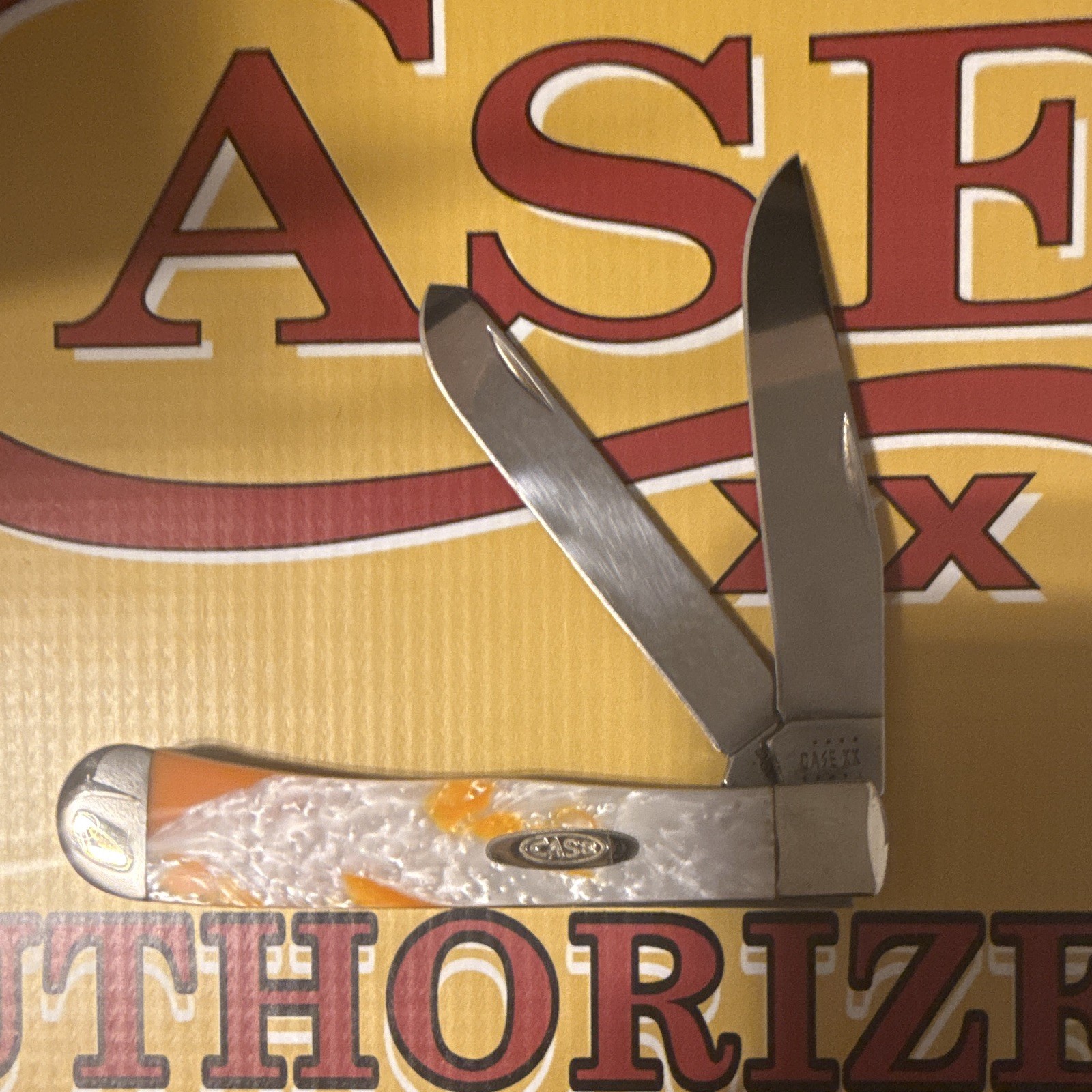 Case XX 9254TN Corelon Pocketknife Orange/White Handle SS 2-Blade Slipjoint