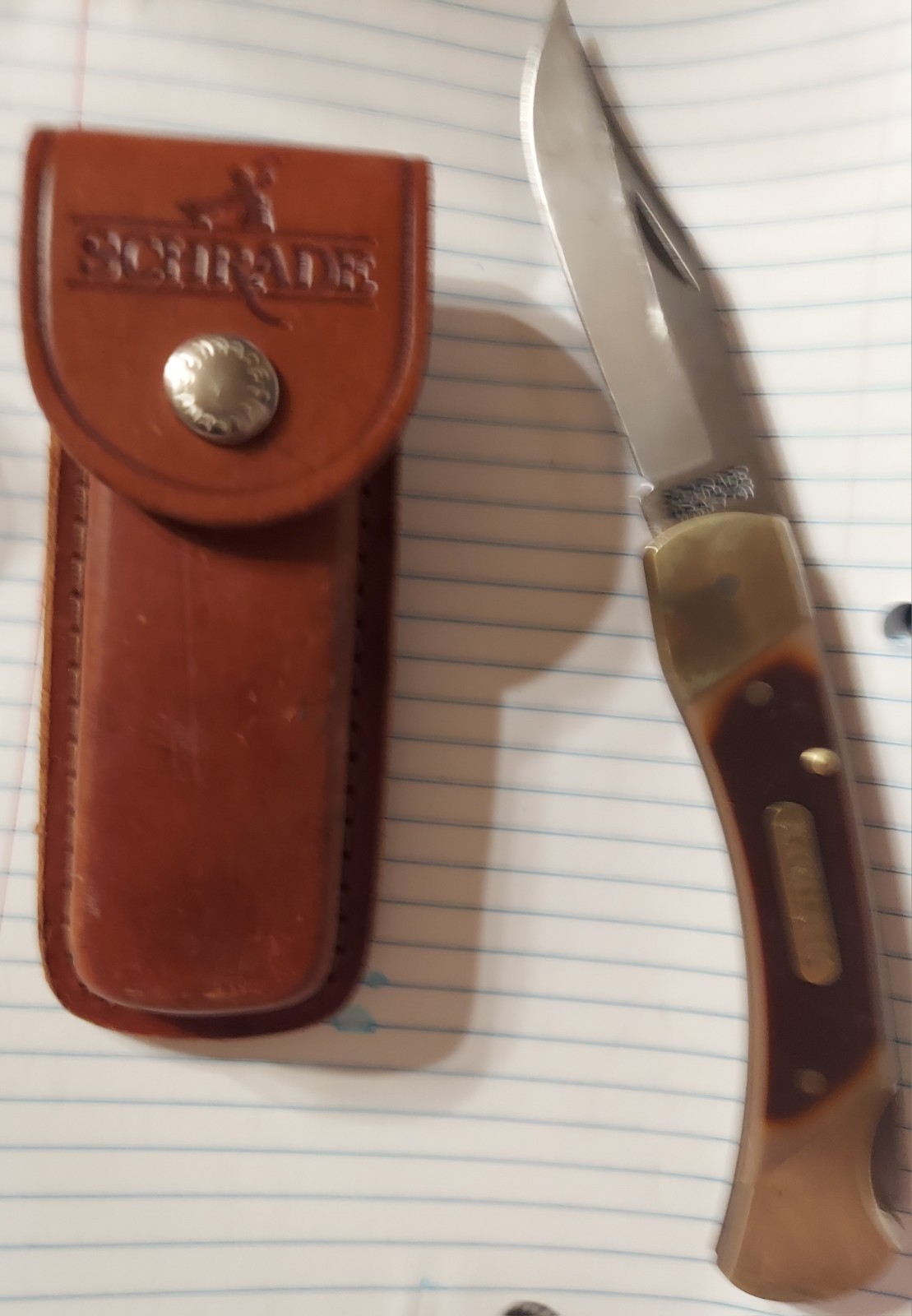 Vintage Schrade USA Made 7OT Lock Back Old Timer Folding Pocket Knife w/Sheath