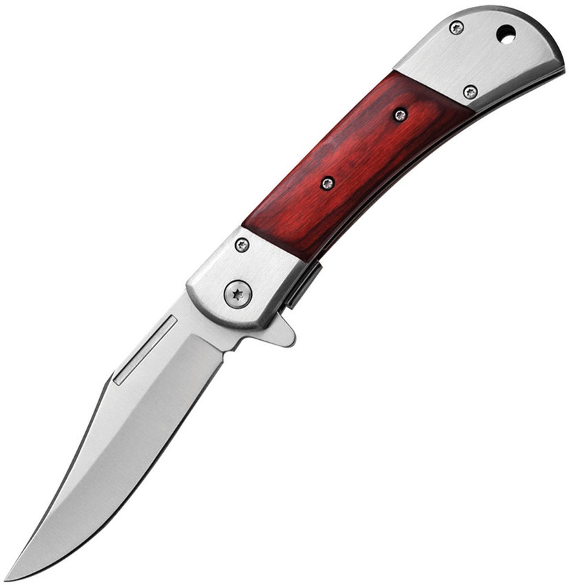 ElitEdge A/O Linerlock Brown Wood Folding Stainless Pocket Knife 10009MSW