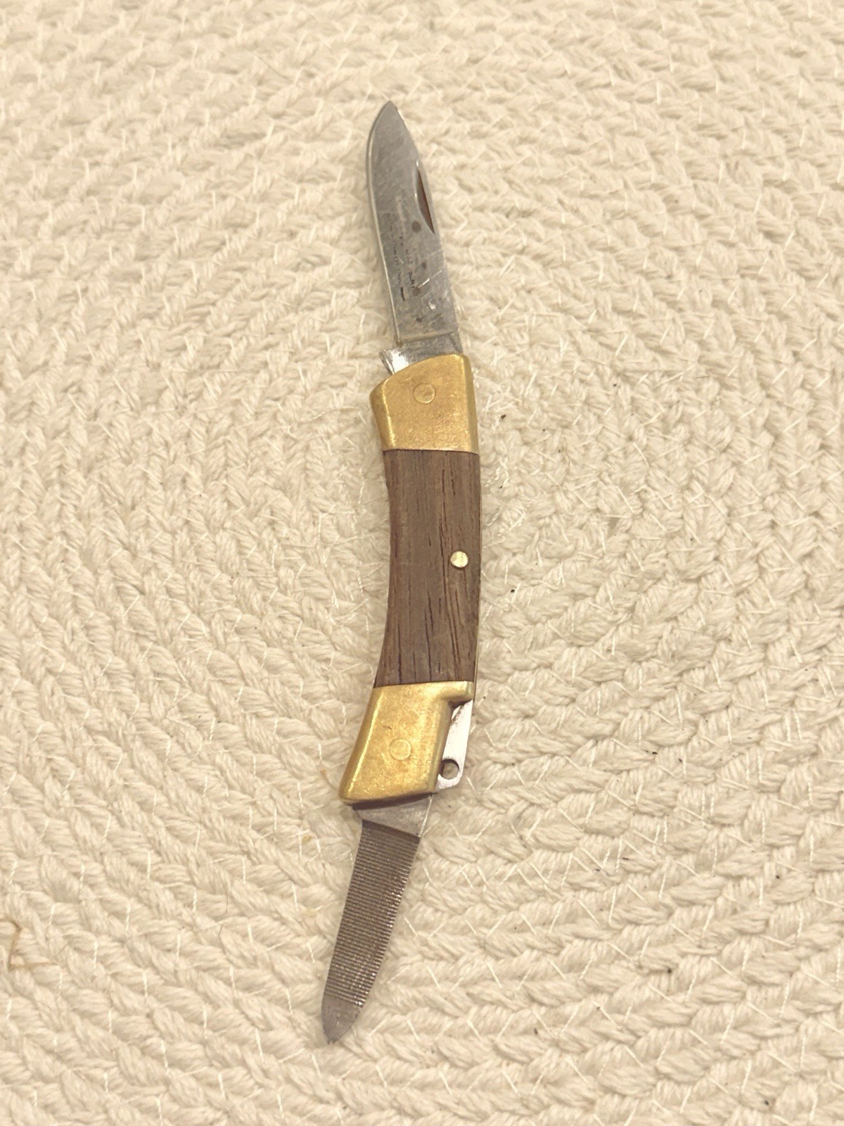 Vintage Precise Deer Slayer Folding Knife Stainless Steel Blades Wood Handle