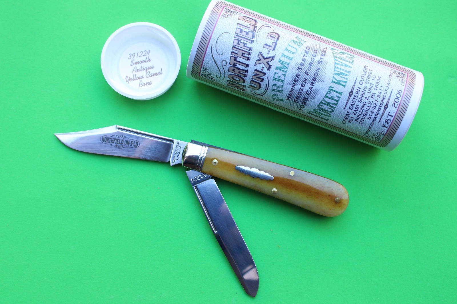 Great Eastern Cutlery GEC Northfield 391224 «Curved Jack» – Ant. Yellow Camel Bn