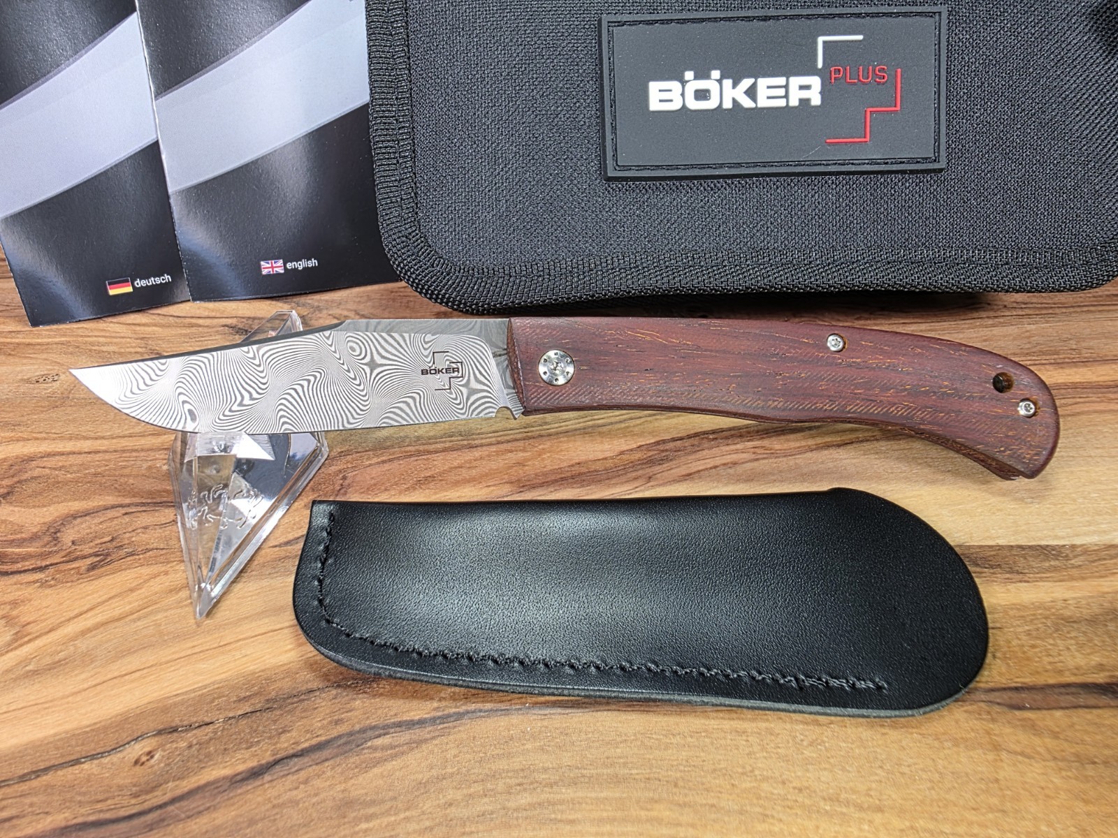 Boker Plus Slack Damast Cocobolo Handle & 3.19″ Damascus Blade Folding Knife