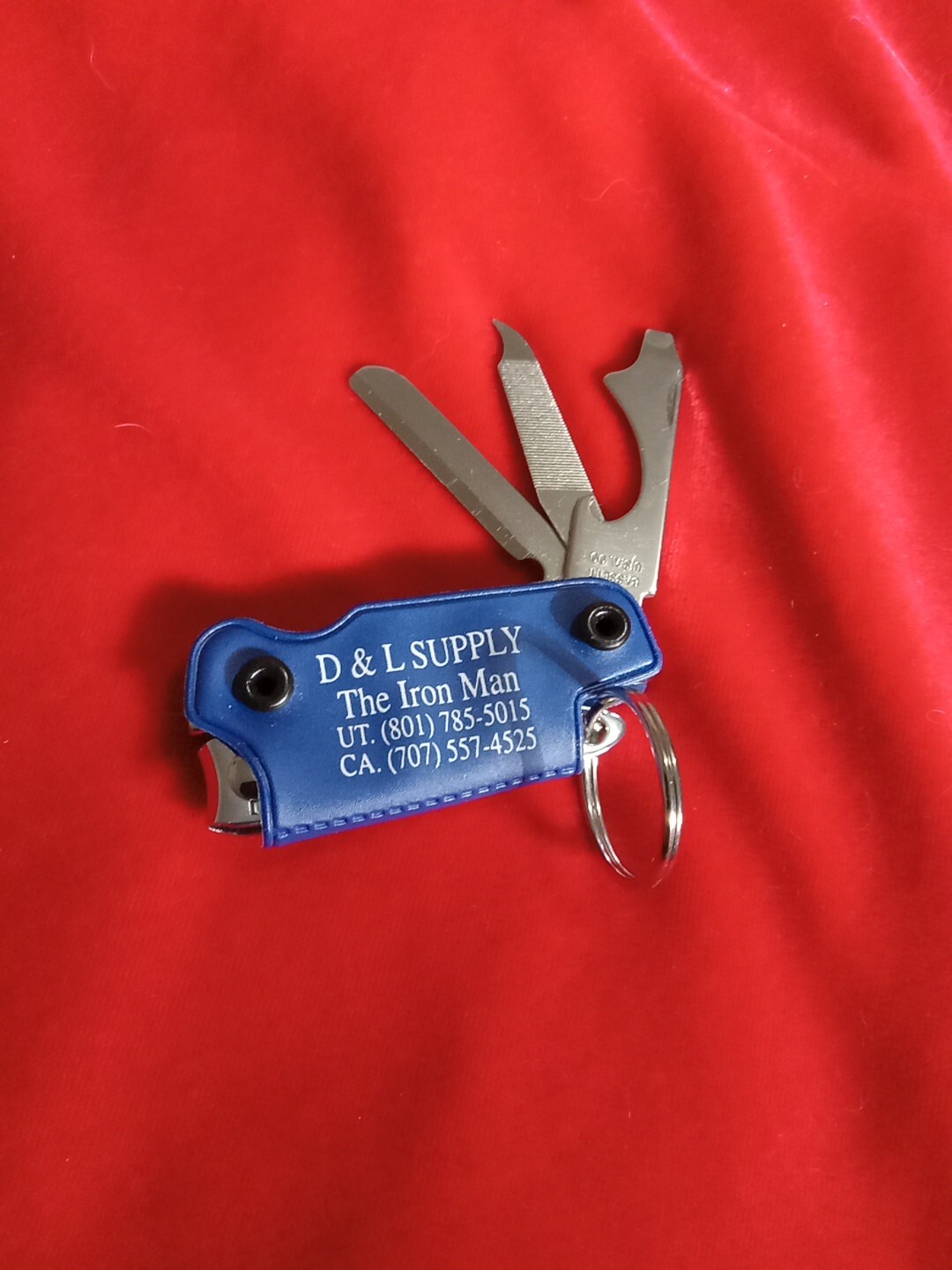 -*{J190} Vntg Promotional Key Chain Nail Clippers & Knife, File, & Bottle Opener