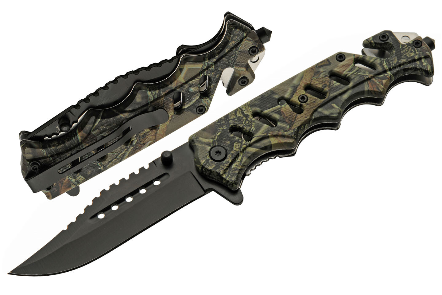 4.75” Camo Tactical Folding Pocket Knife with Belt Clip-Free Shipping!