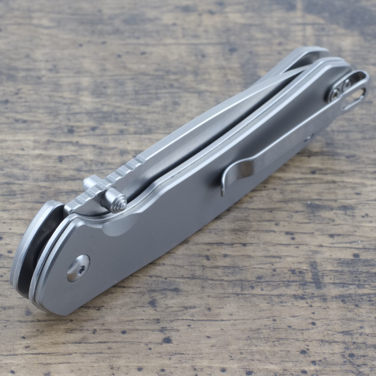 CJRB Pyrite Titanium Handle Folding Knife AR-RPM9 Stainless Blade 4.25″ Closed