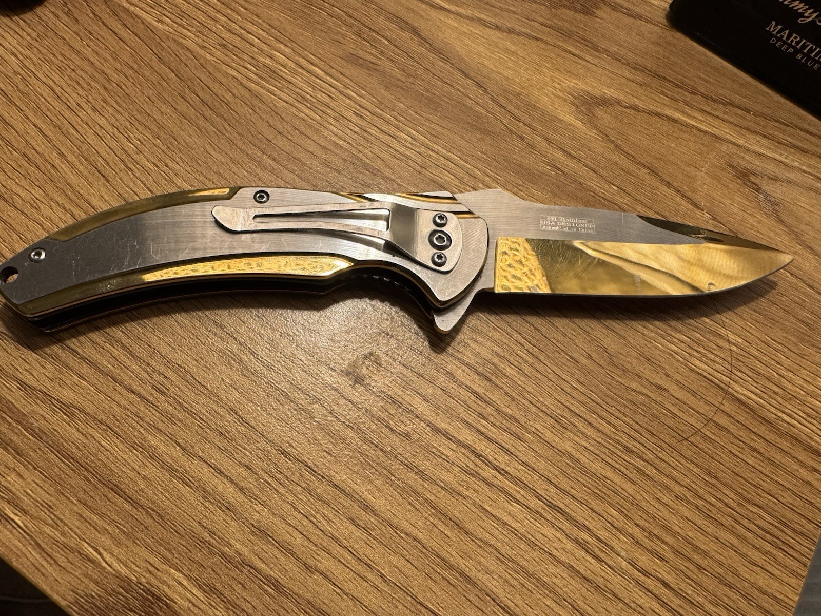 Gold falcon flipper knife, 440 steel ￼(best offer)