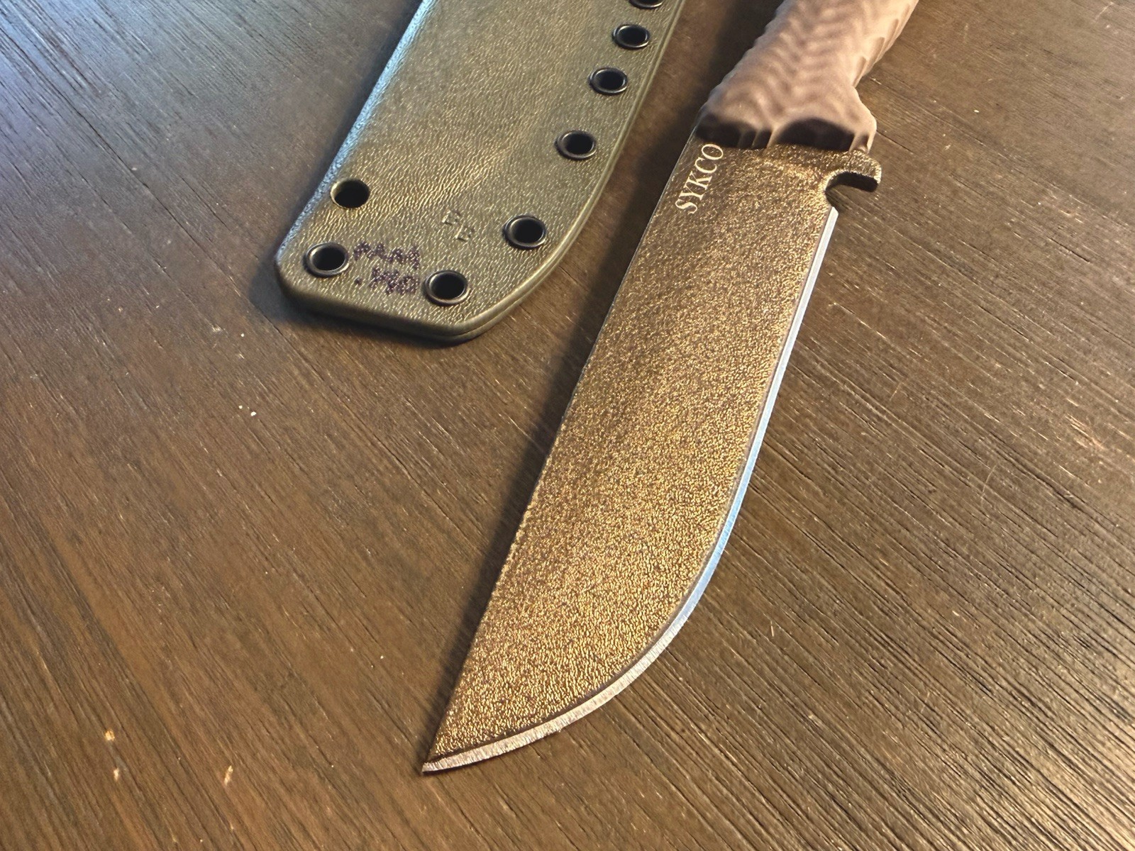 Scrapyard Knives (Busse Kin) Mud Mutt, Maroon Handle, Dark Bronze Blade