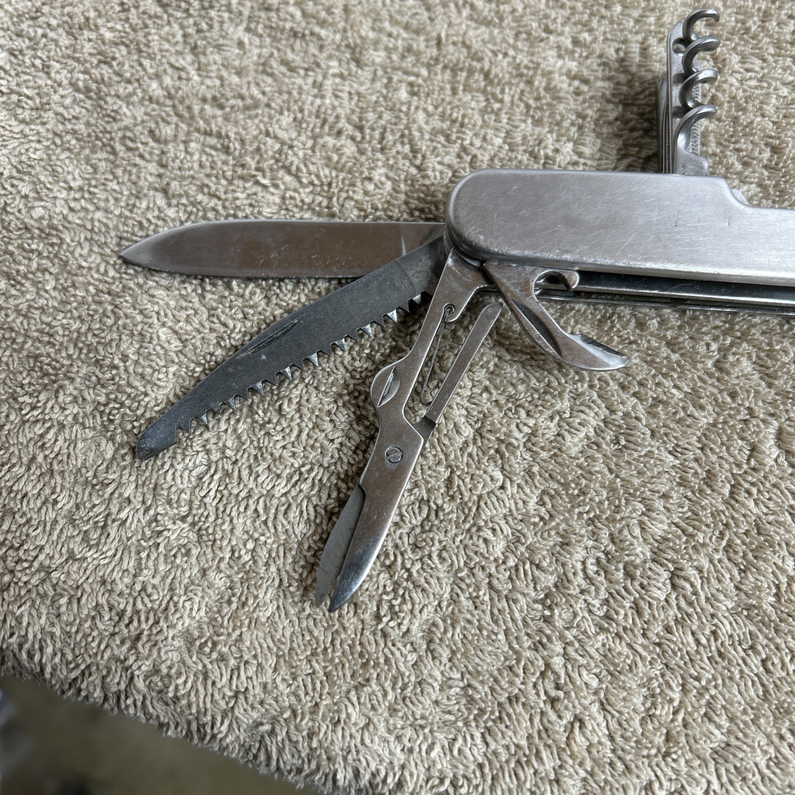 Stainless Steel Multi-Tool Folding Pocket Knife with Scissors and Corkscrew