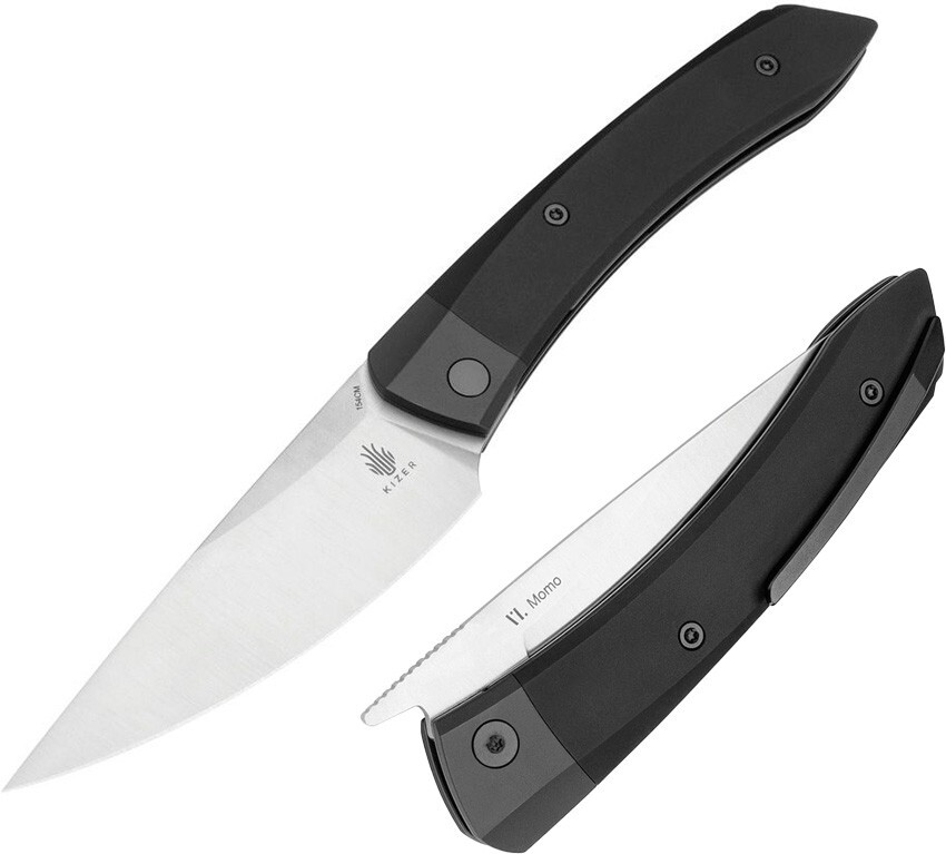 Kizer Cutlery Momo Folding Knife 4.25″ 154CM Steel Blade Black Aluminum Handle
