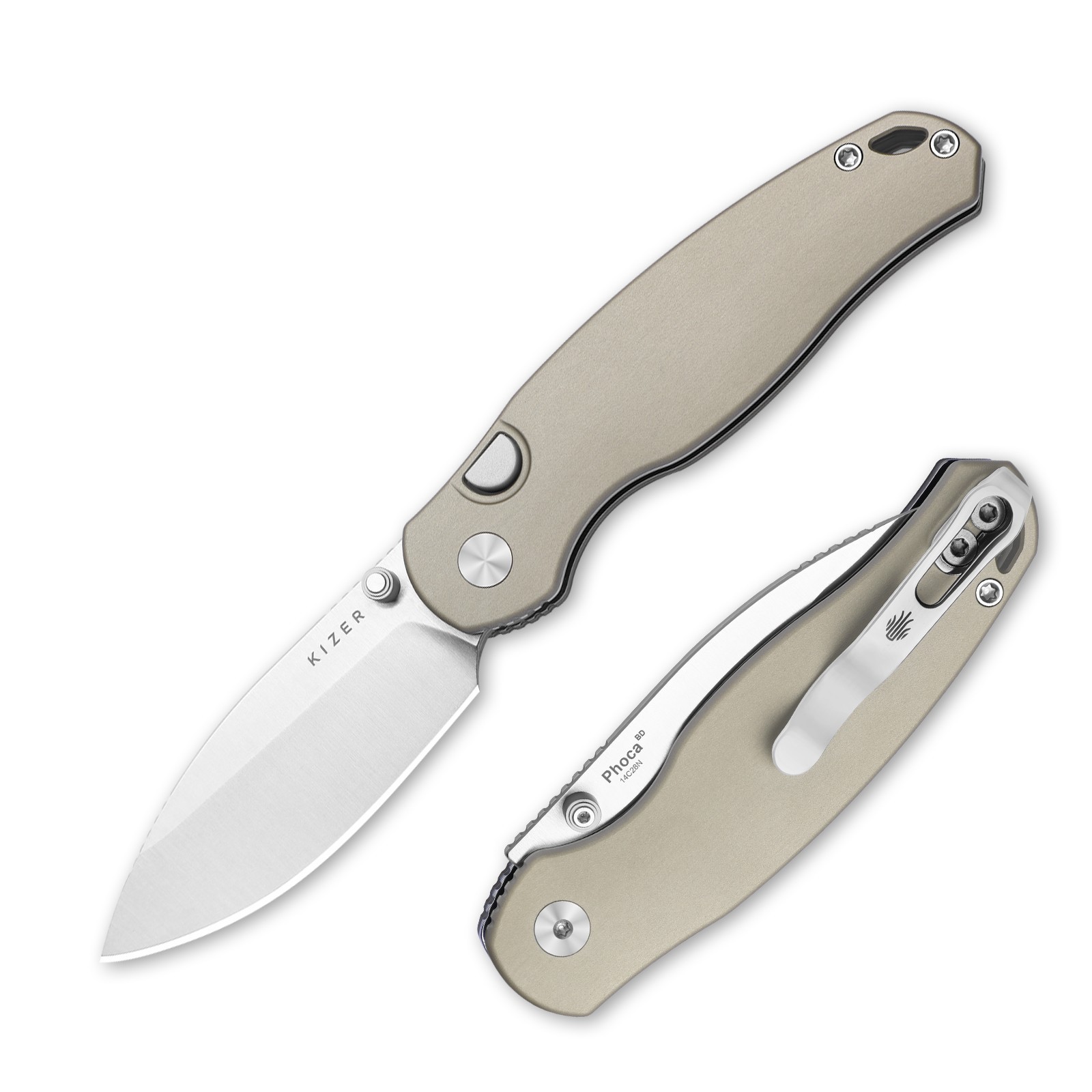 Kizer Phoca BD EDC Folding Pocket Knife 14C28N Blade Aluminum Handle V3781BDA2