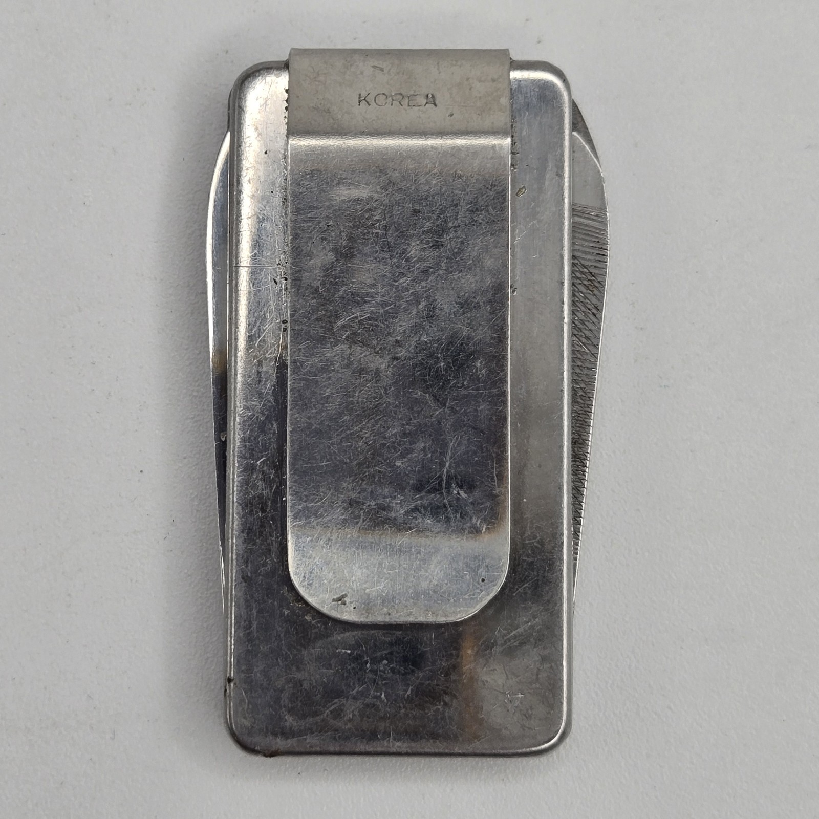 Vintage King of Diamonds Money Clip Pocket Knife Nail File Multi-Tool Korea SS