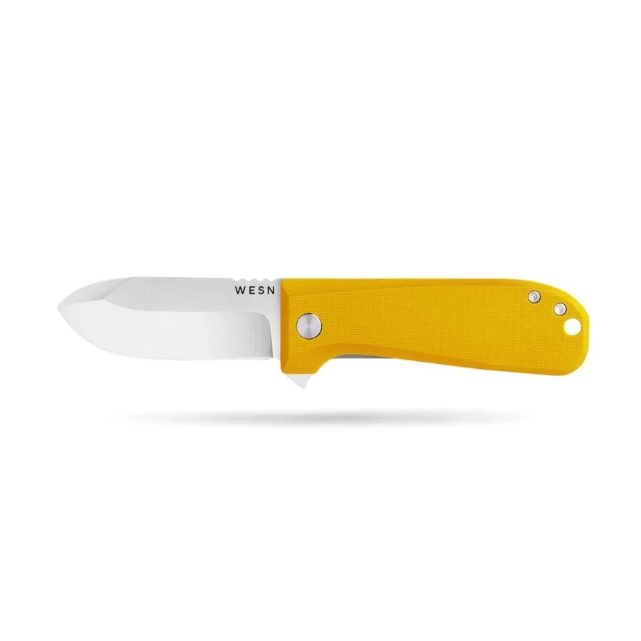 WESN The Allman Folding Knife Mustard G10 Handle S35VN Drop Point Plain WESN04-3