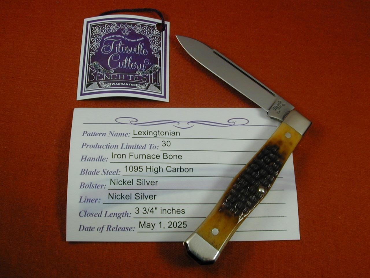 TITUSVILLE CUTLERY IRON FURNACE JIGGED LEXINGTONIAN COFFIN JACK KNIFE USA 1of 30