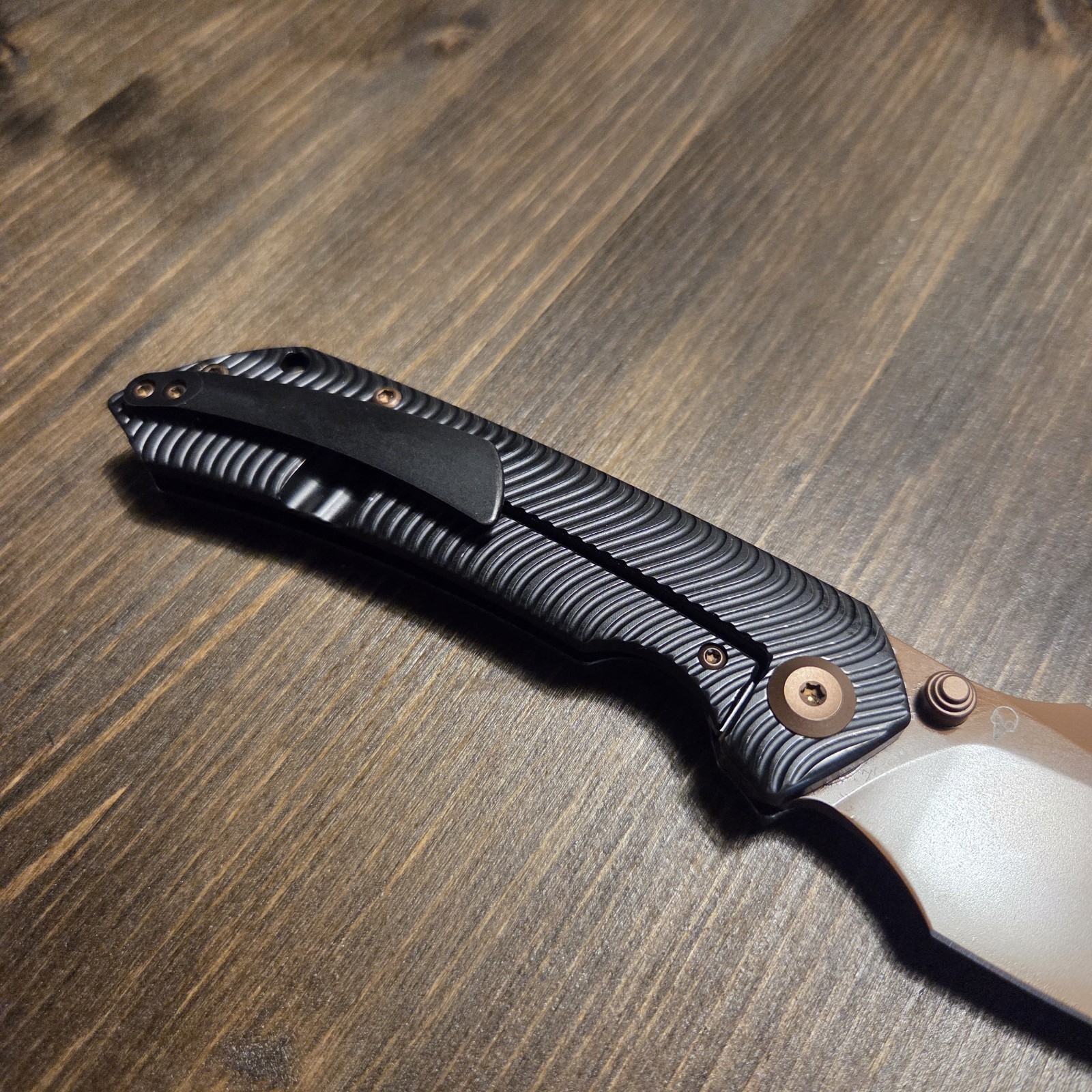 Kansept Fenrir Water Ripple Texture Titanium TI Handle S35VN Brand New Rose Gold