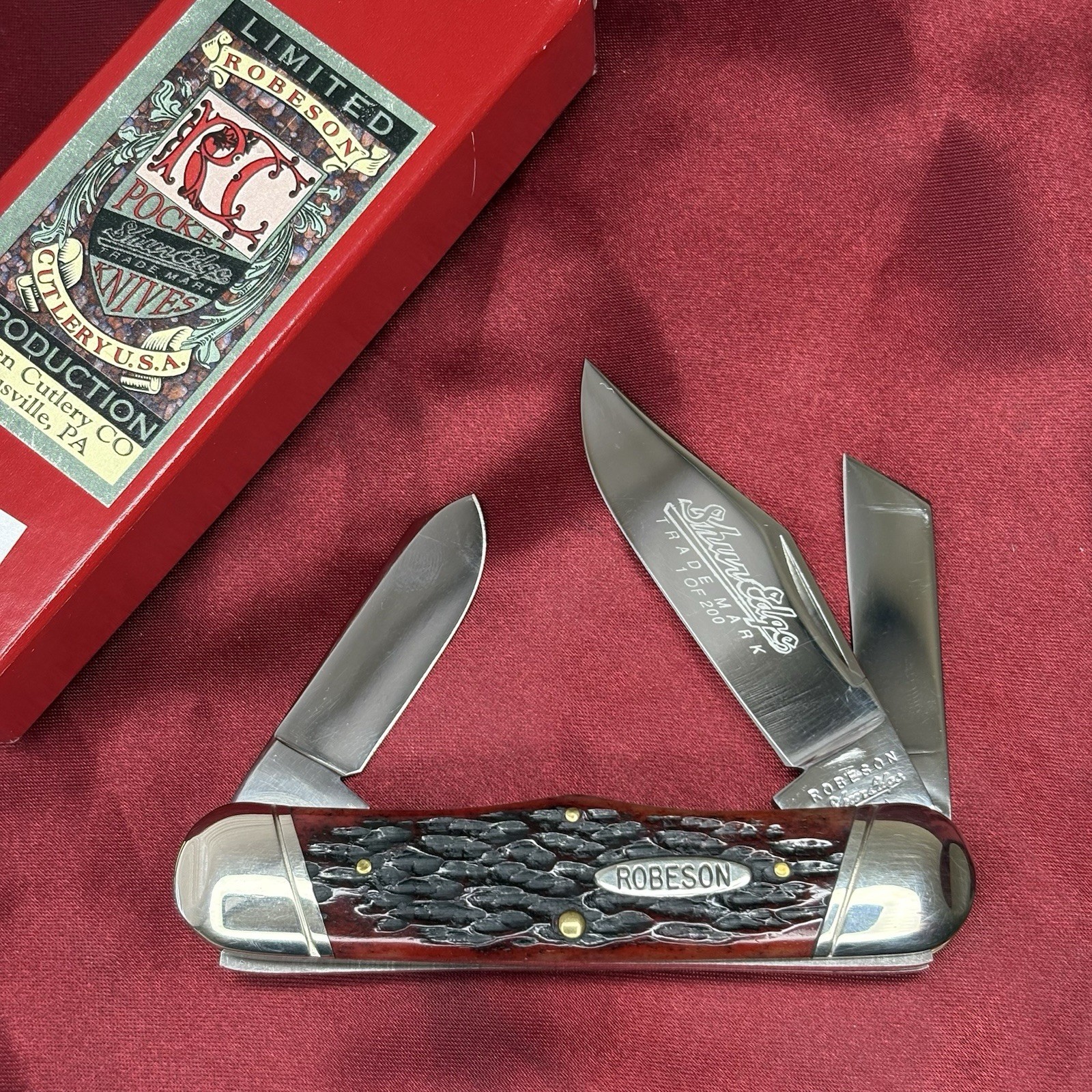 LIMITED🔸1/200🔸ROBESON SHUREDGE RAIL SPLITTER KNIFE🇺🇸EXCELLENT RASPBERRY BONE