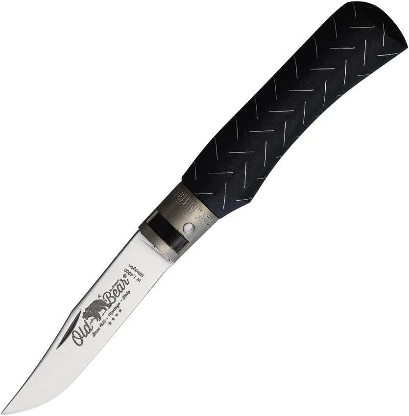 Old Bear Small Locking Ring Blk Folding Pocket Knife 2.75in Blade Black EDC Gift