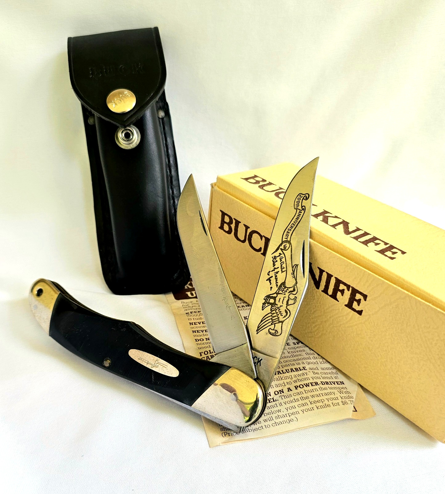 Vintage BUCK TRAILBLAZER 317 2-Blade Folding Knife Unused 200th Anniversary 1976