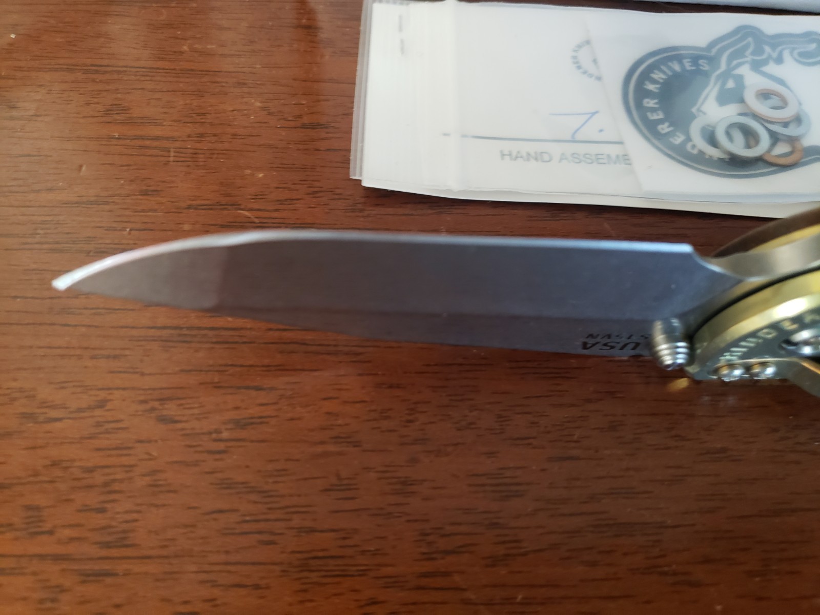 Hinderer XM-18 3.5 S45VN Harpoon Spanto Tri-Way Stonewash Gold Smooth Walnut TI