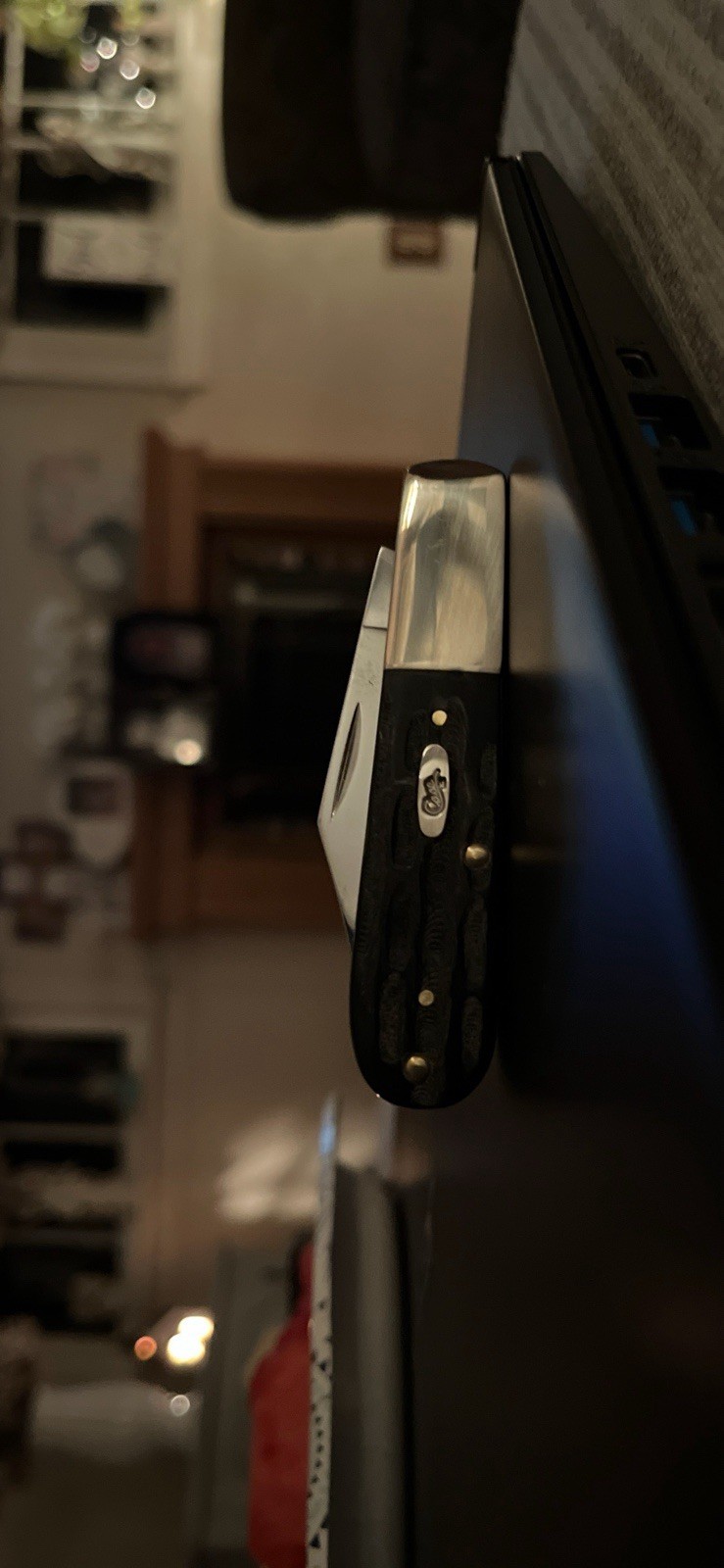 CASE XX KNIVES USA JIGGED BLACK BUFFALO HORN 1-BLADE BARLOW KNIFE 65033