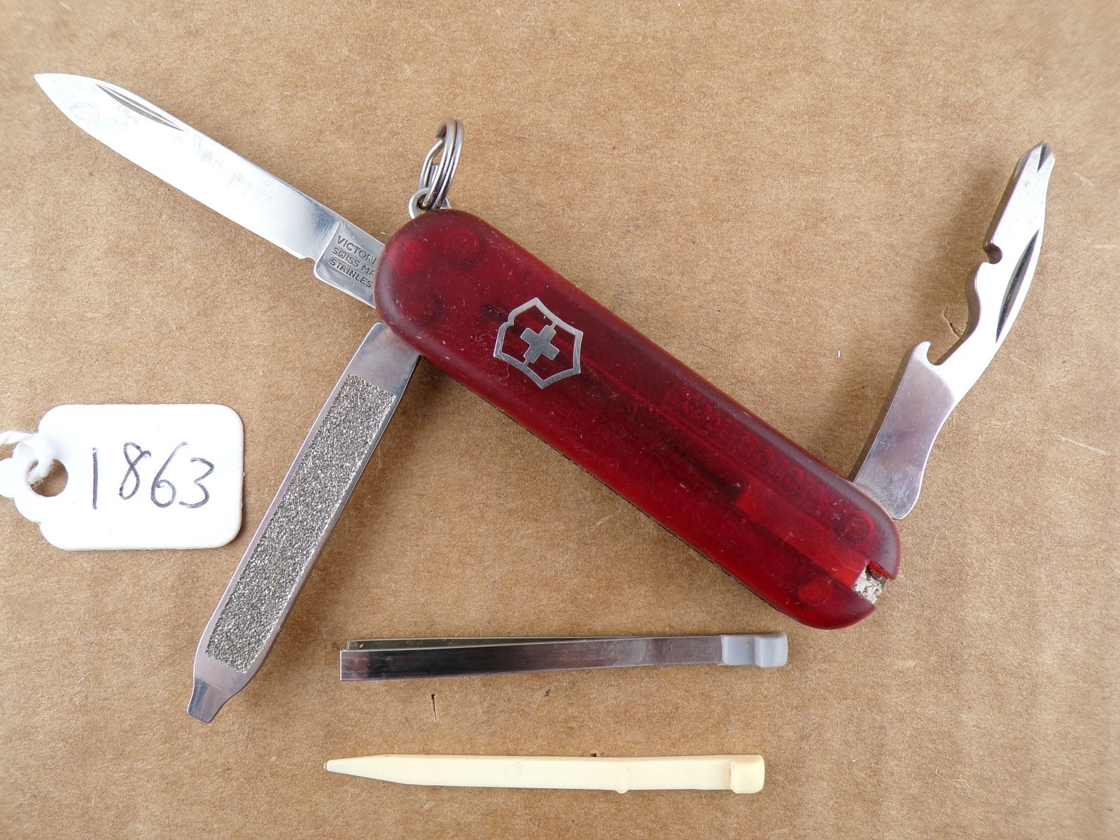 Victorinox Rally Swiss Army Knife – Translucent Red Bottle Opener – Very Good