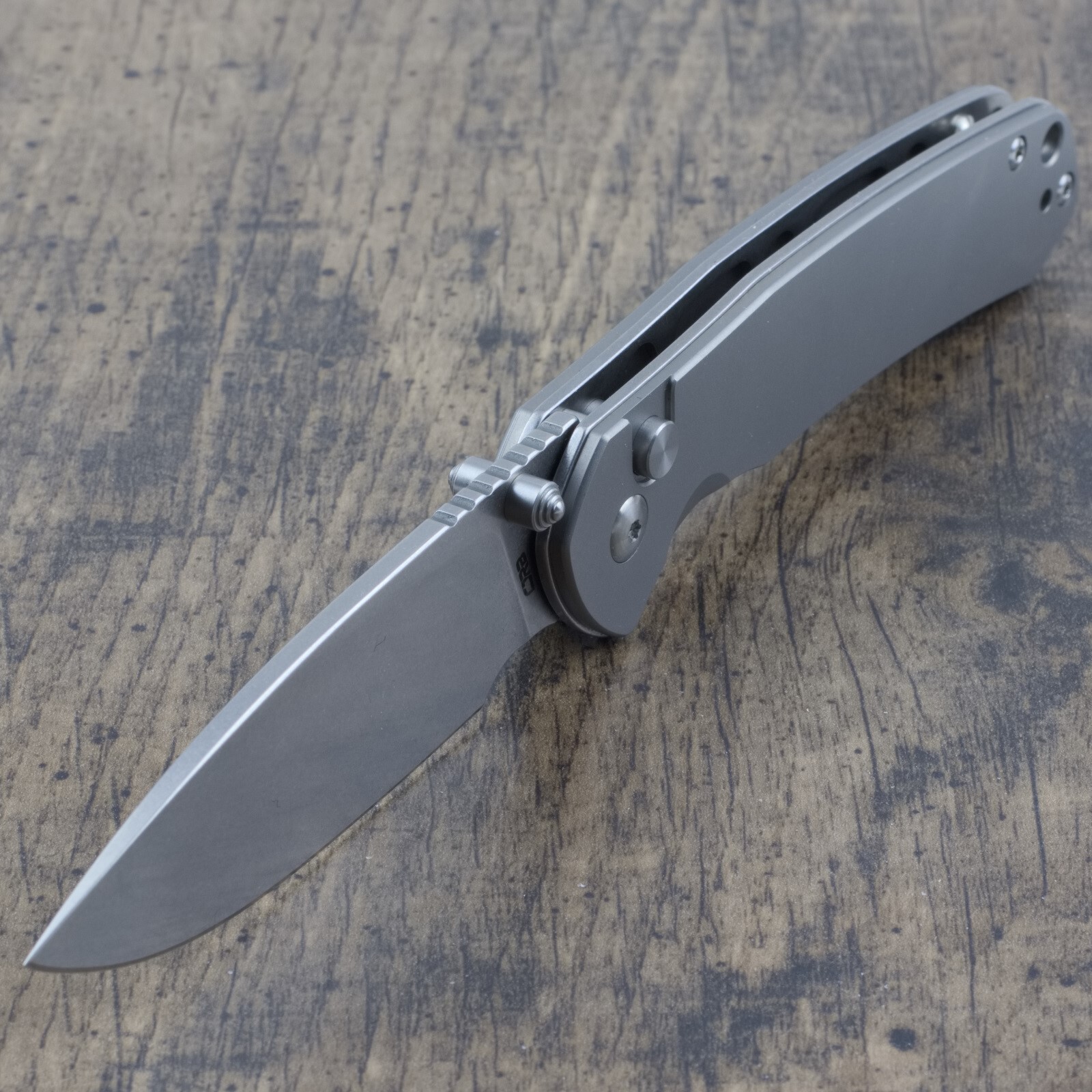 CJRB Pyrite Titanium Handle Folding Knife AR-RPM9 Stainless Blade 4.25″ Closed