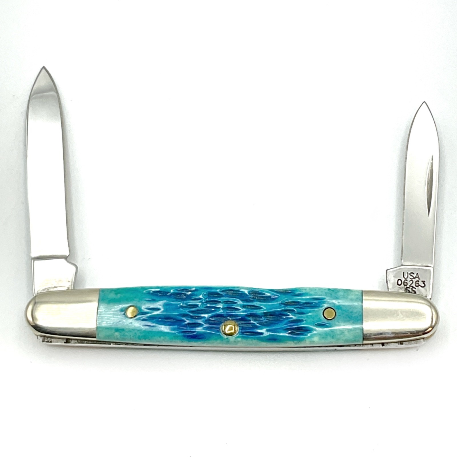 Case XX Pocket Worn Caribbean Blue Eisenhower 1st Run Inscribed