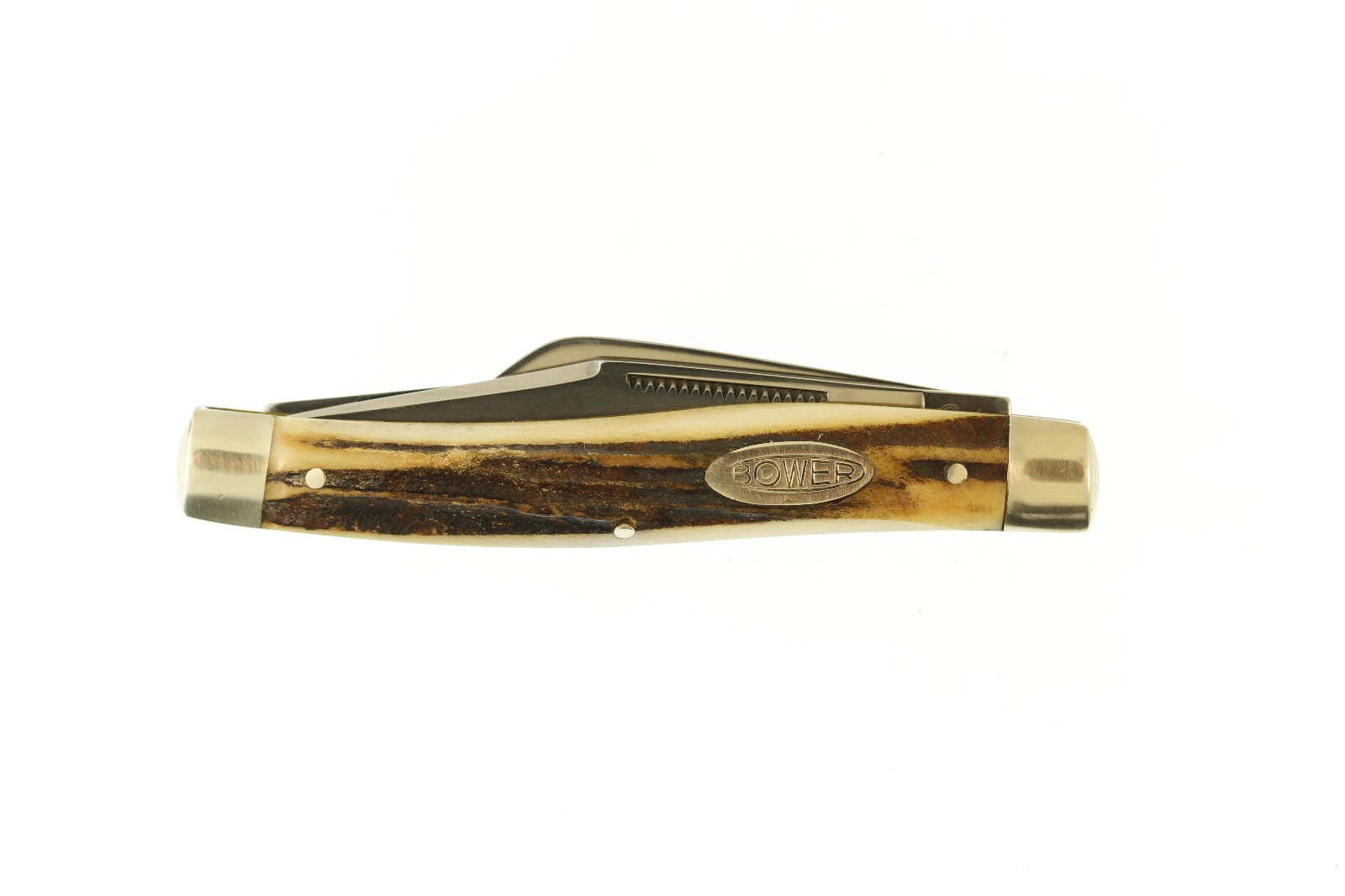 Vintage Bower Germany Stag Stockman 3 Blade Folding Slip Joint Knife 3 7/8″