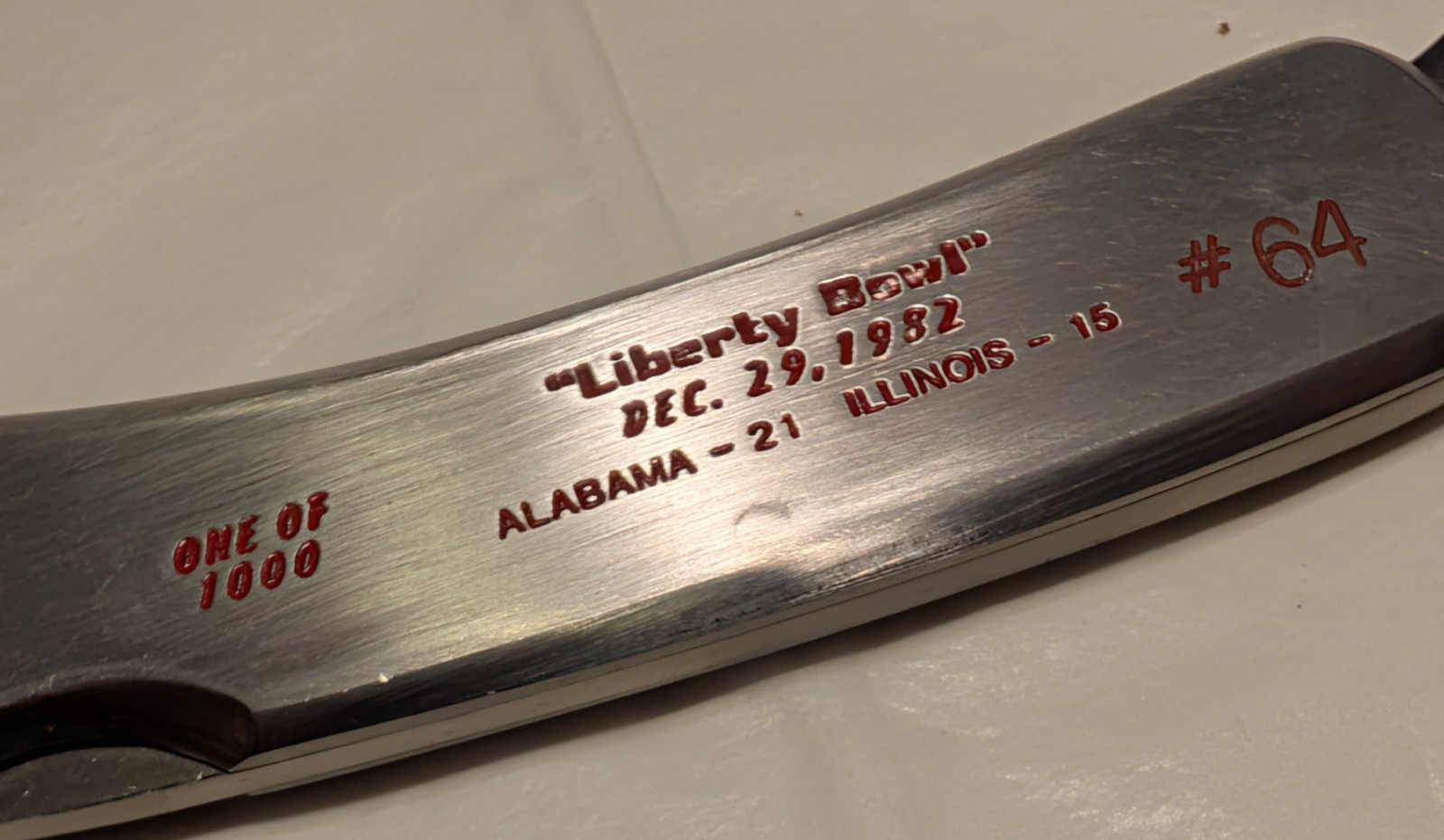 Hard Hat Knives Stainless Steel Lockback Liberty Bowl Dec 29, 1982 Ltd Edition