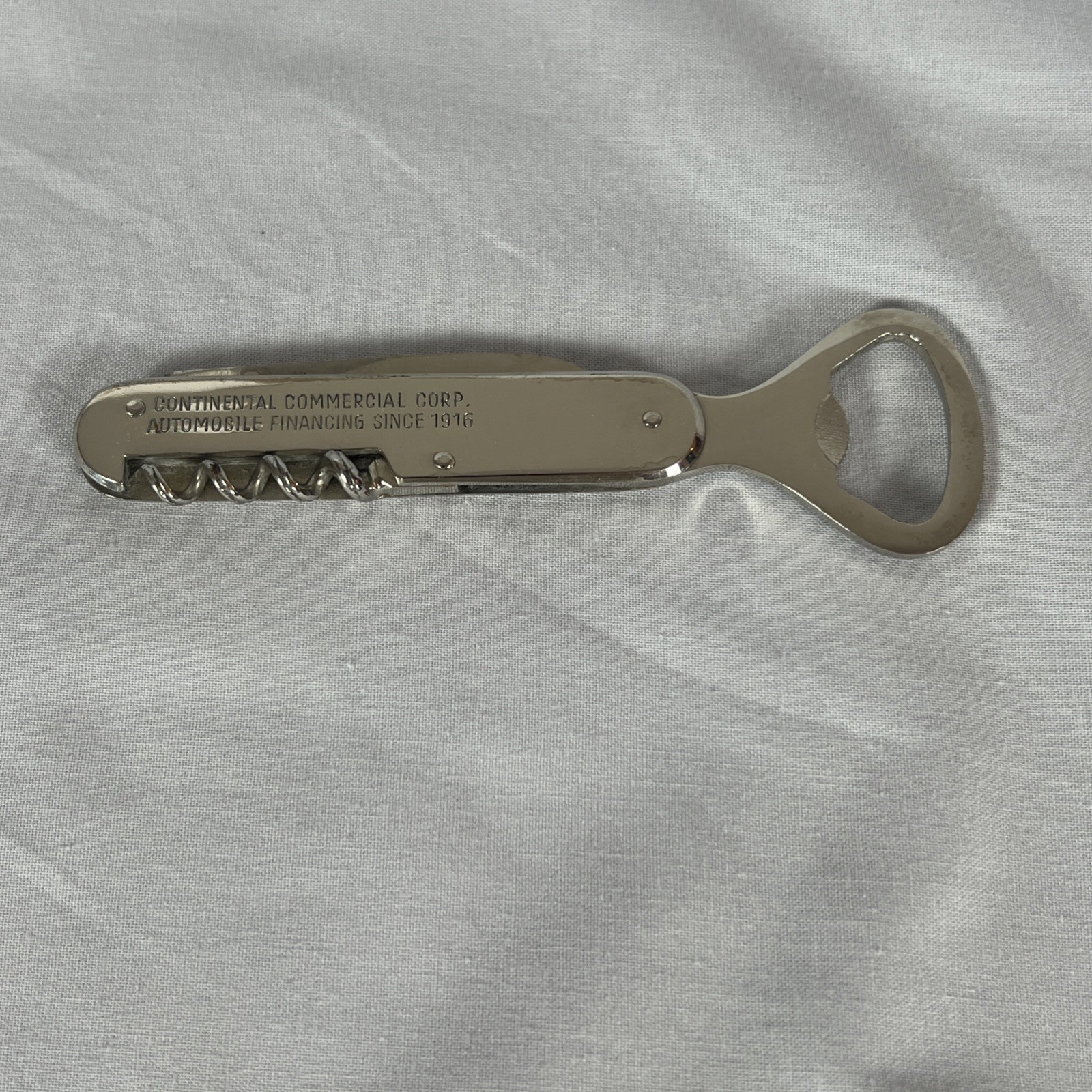 Vintage Continental Commercial Corp Multi Tool Knife Corkscrew Leather Sheath