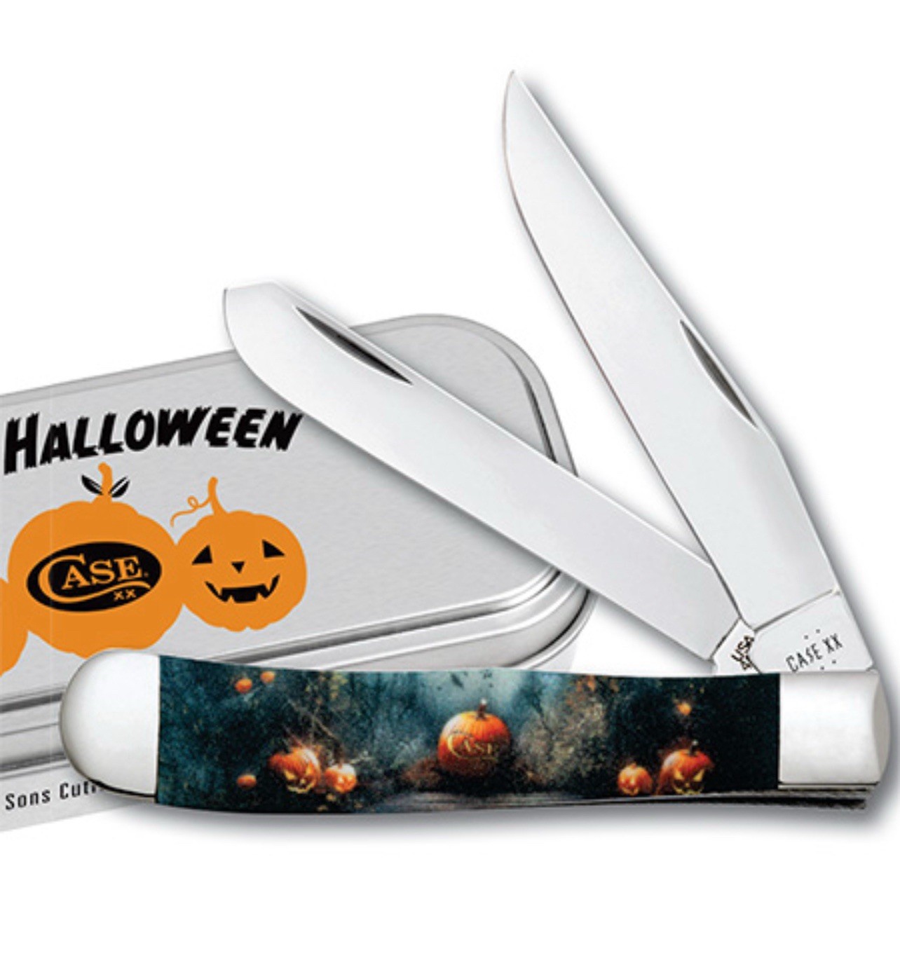 Case XX USA 2025 Color Infusion 💀 HALLOWEEN ☠️ Trapper Pocket Knife w/Tin