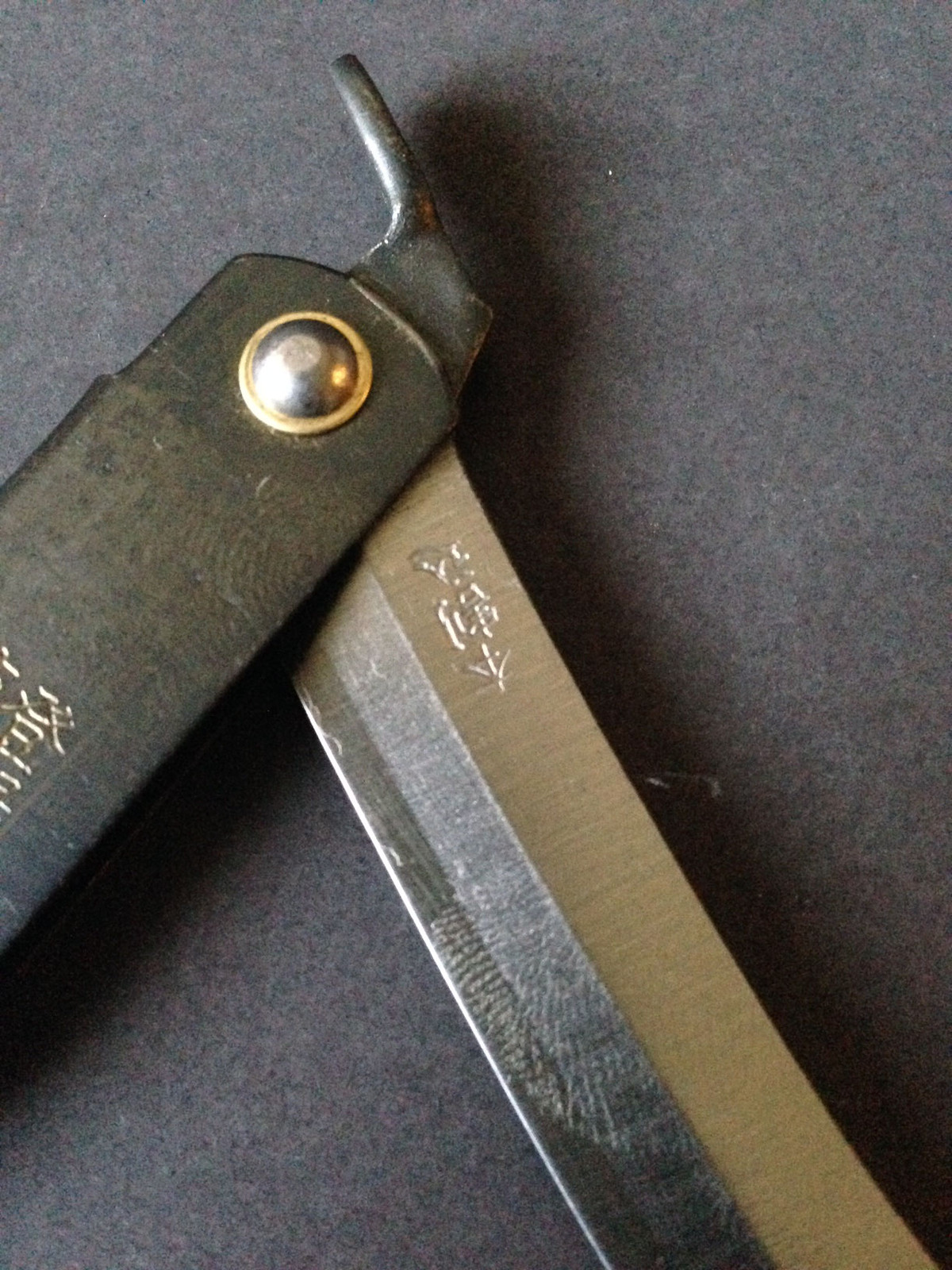 Japanese HIGO Higonokami Folding Pocket Knife Craft Satin Black Steel 75mm 肥後守