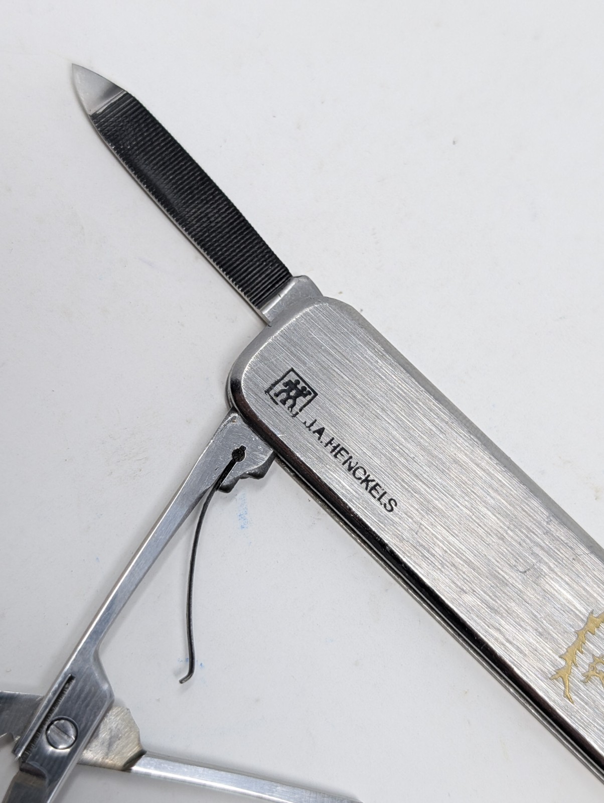 Vintage J A Henckels INOX Germany Folding Pocket Knife w/ Scissors & Nail File