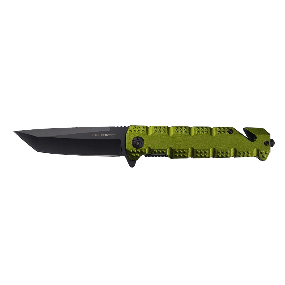 8.30″ Tac-Force Spring Assisted Knife w/Aluminum Handle-Belt Cutter&Glass Punch