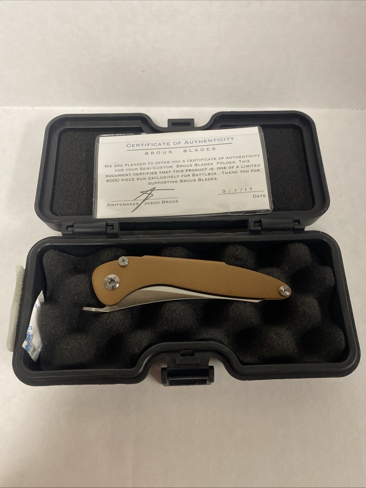 Brous Blades Minikami Folding Knife 2.75″ D2 Tool Steel Blade Copper Handle
