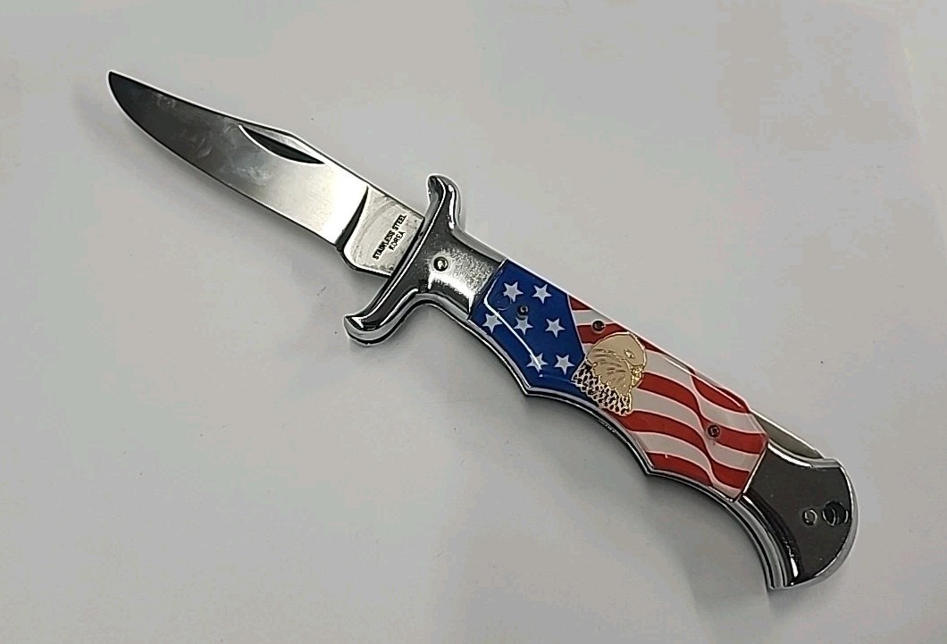 Model 50028 Vintage Fury Folding Knife American Flag Eagle USA