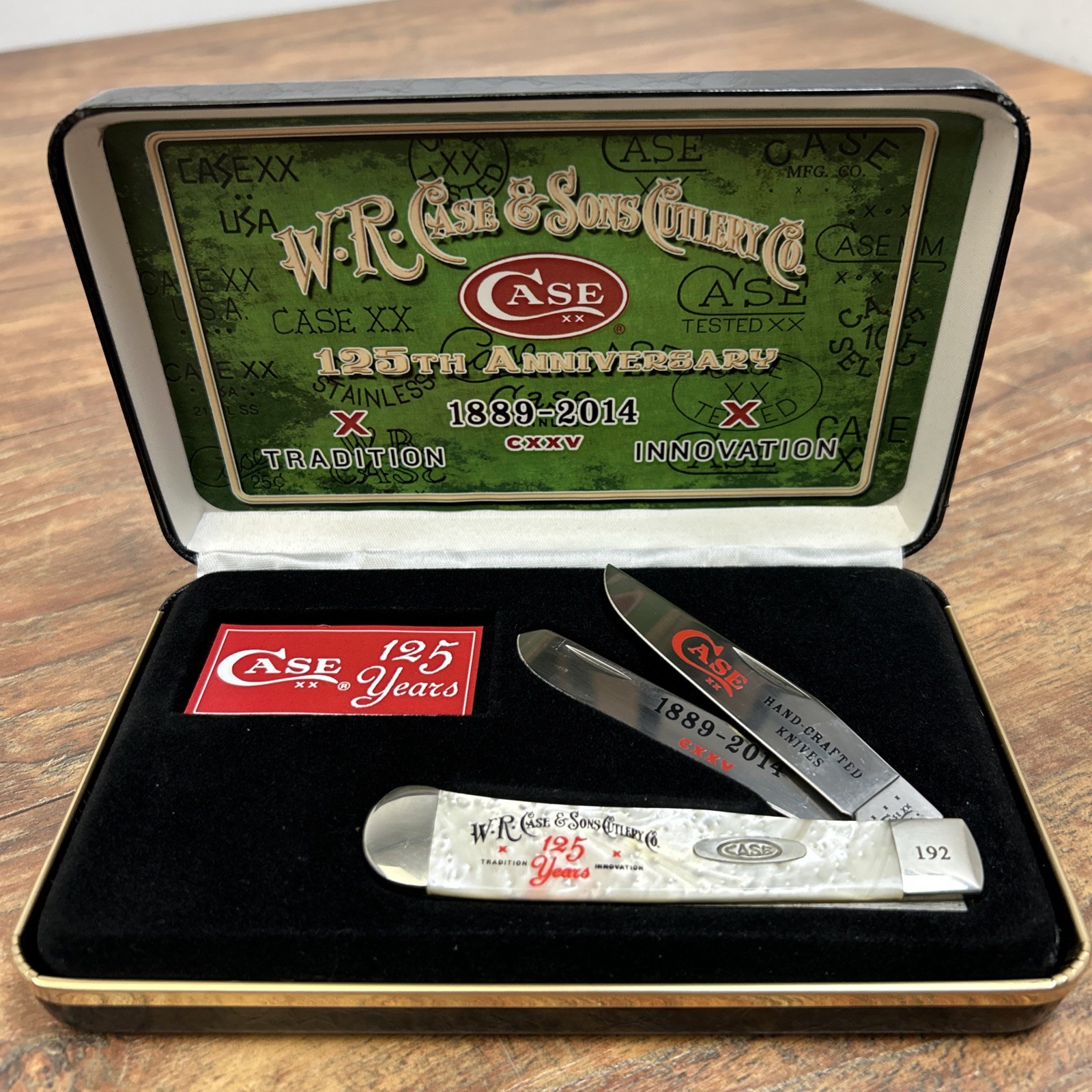 CASE XX 125th anniversary Knife 1889-2014 Trapper 9254 White Pearl Corelon USA
