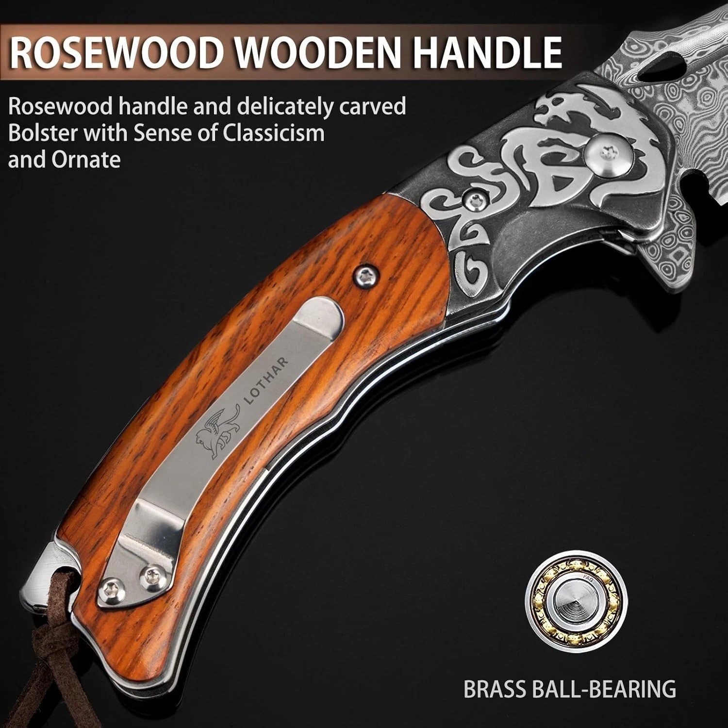 Mens Damascus Folding Knife – Hand Forged VG10, Sandalwood, Collector Gift