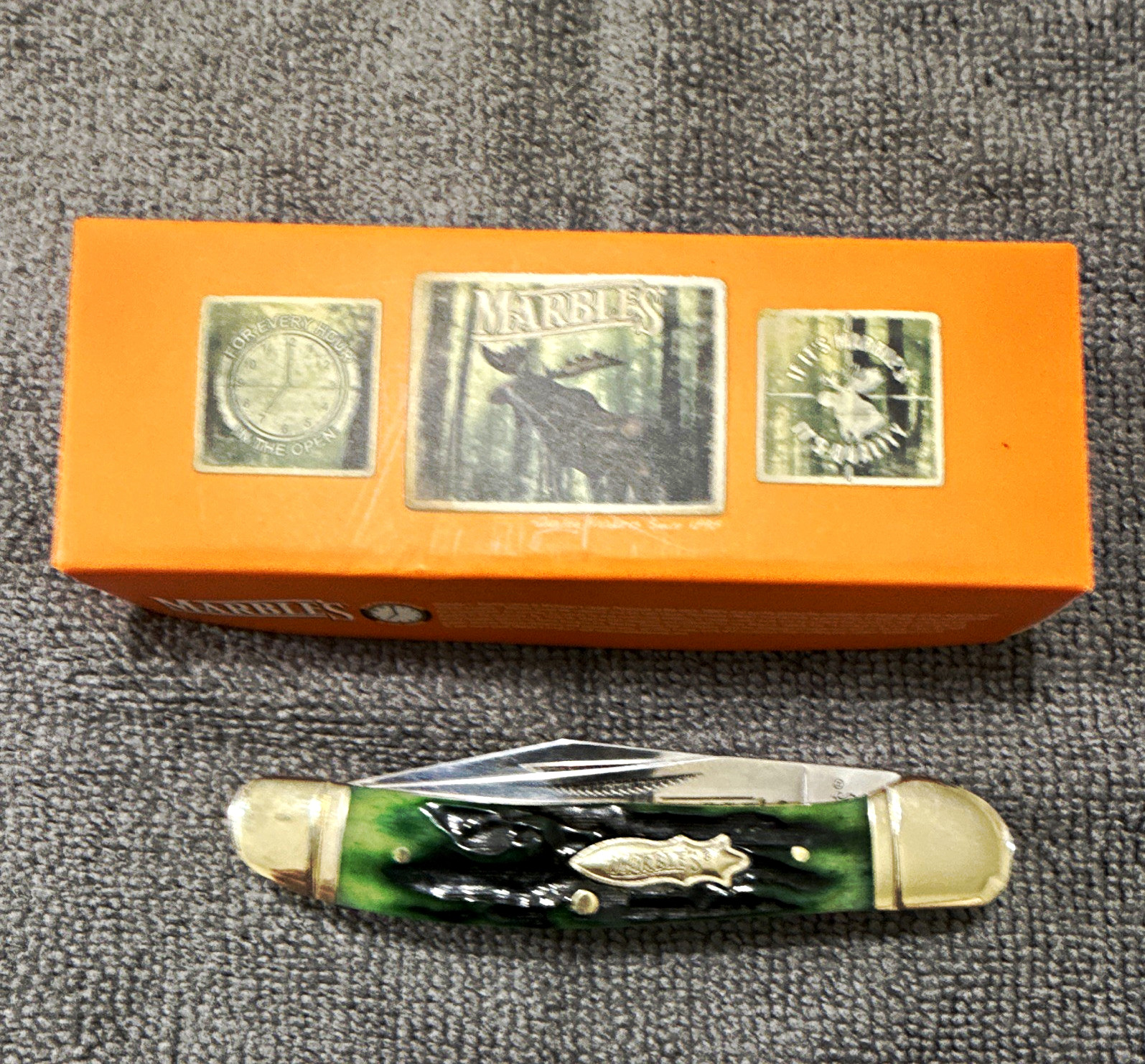 Marbles 2-Blade Slipjoint Pocketknife Stainless Steel Green/Black w/ Nail File