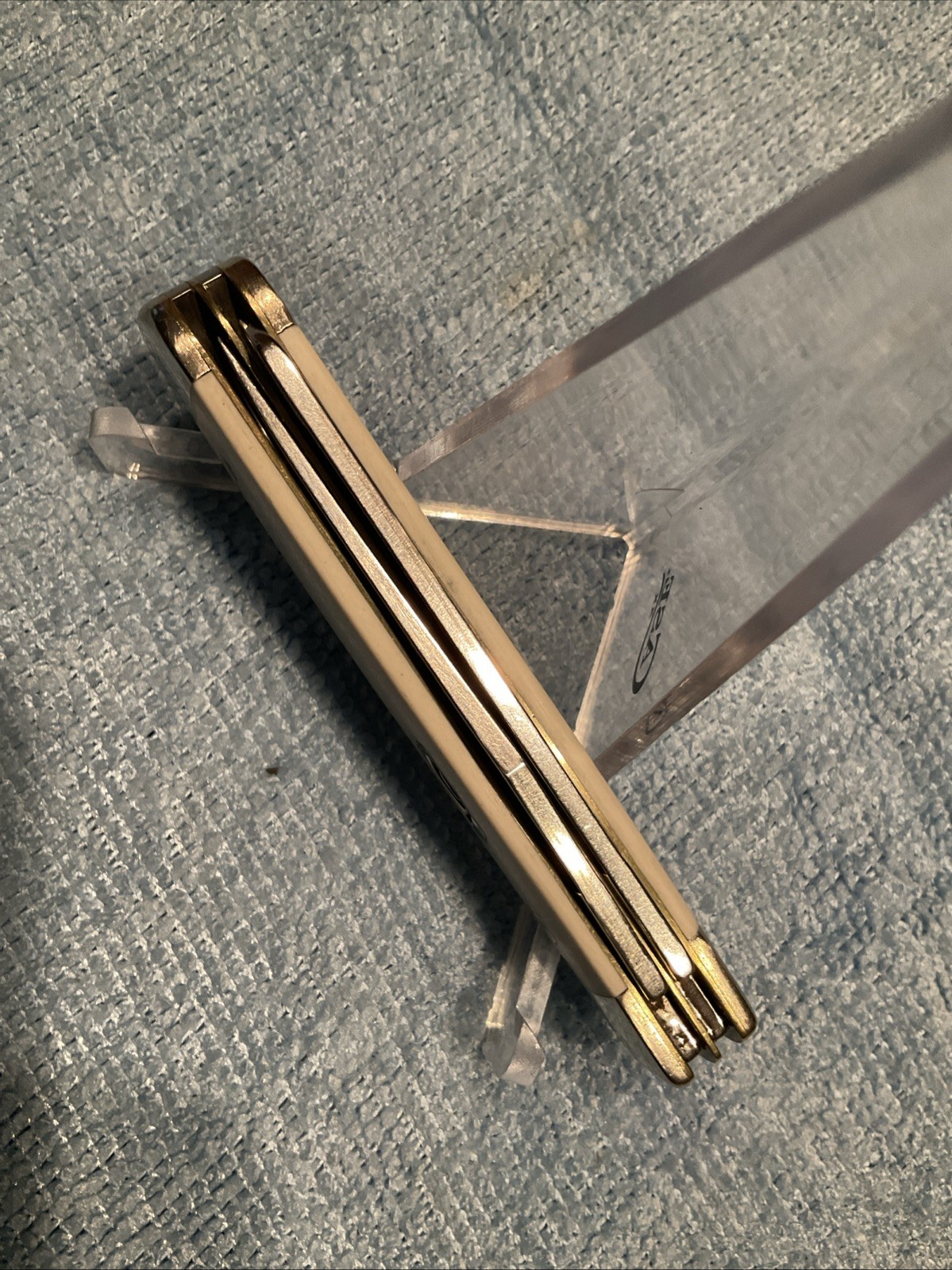 Case XX 4207 SS 2 Blade Mini Trapper Natural Bone Scales 3 1/2” Closed 2016 Good