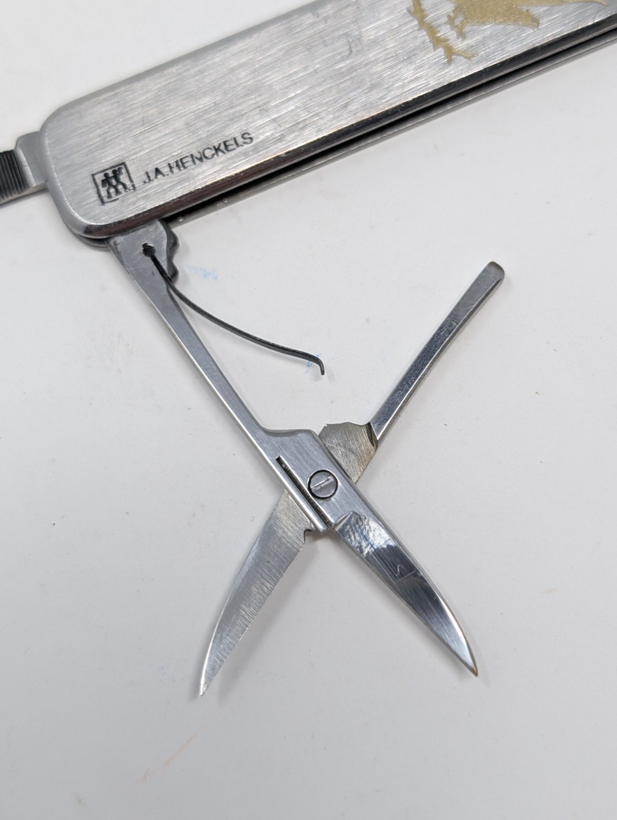 Vintage J A Henckels INOX Germany Folding Pocket Knife w/ Scissors & Nail File