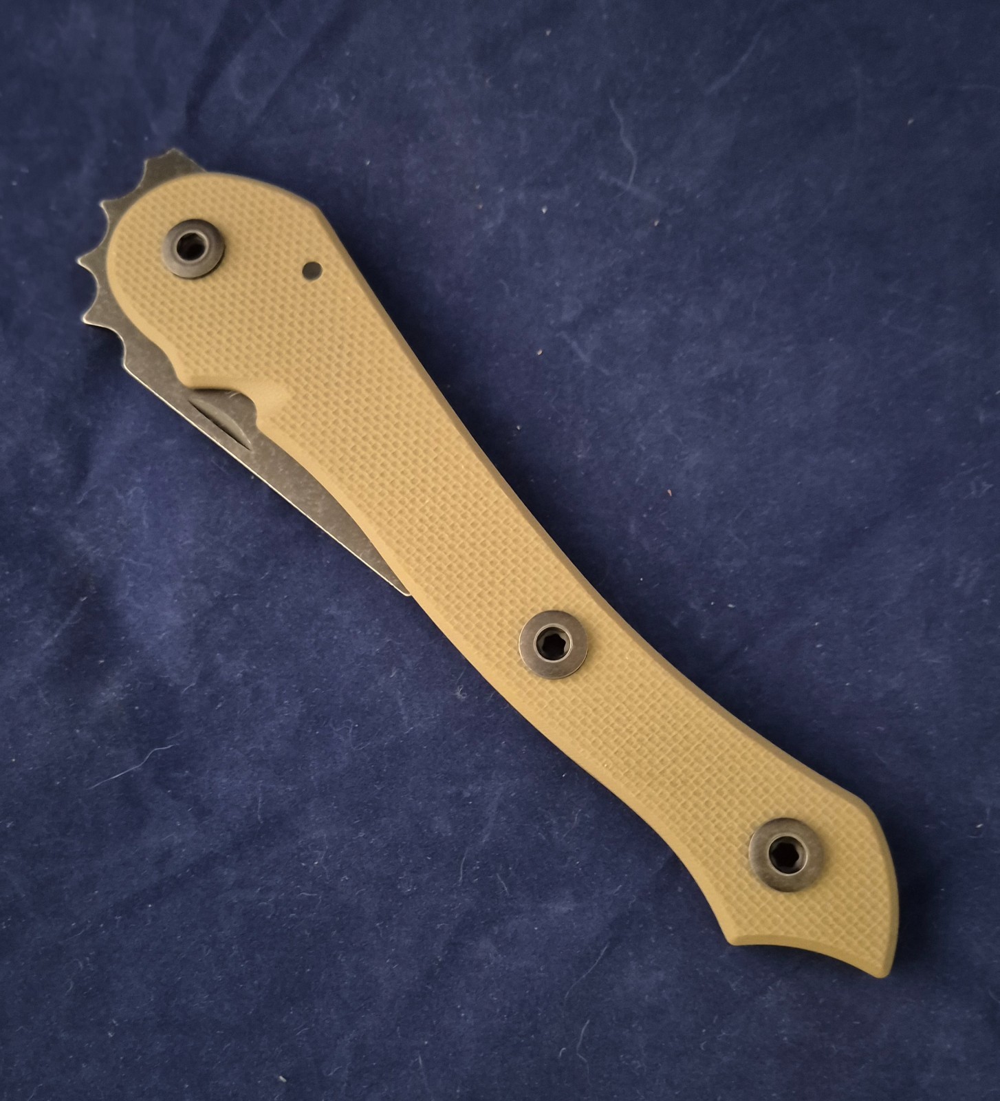 Combat Ready Knives CBR-200C Folding Cleaver Knife, Tan G-10, Stonewashed Blade